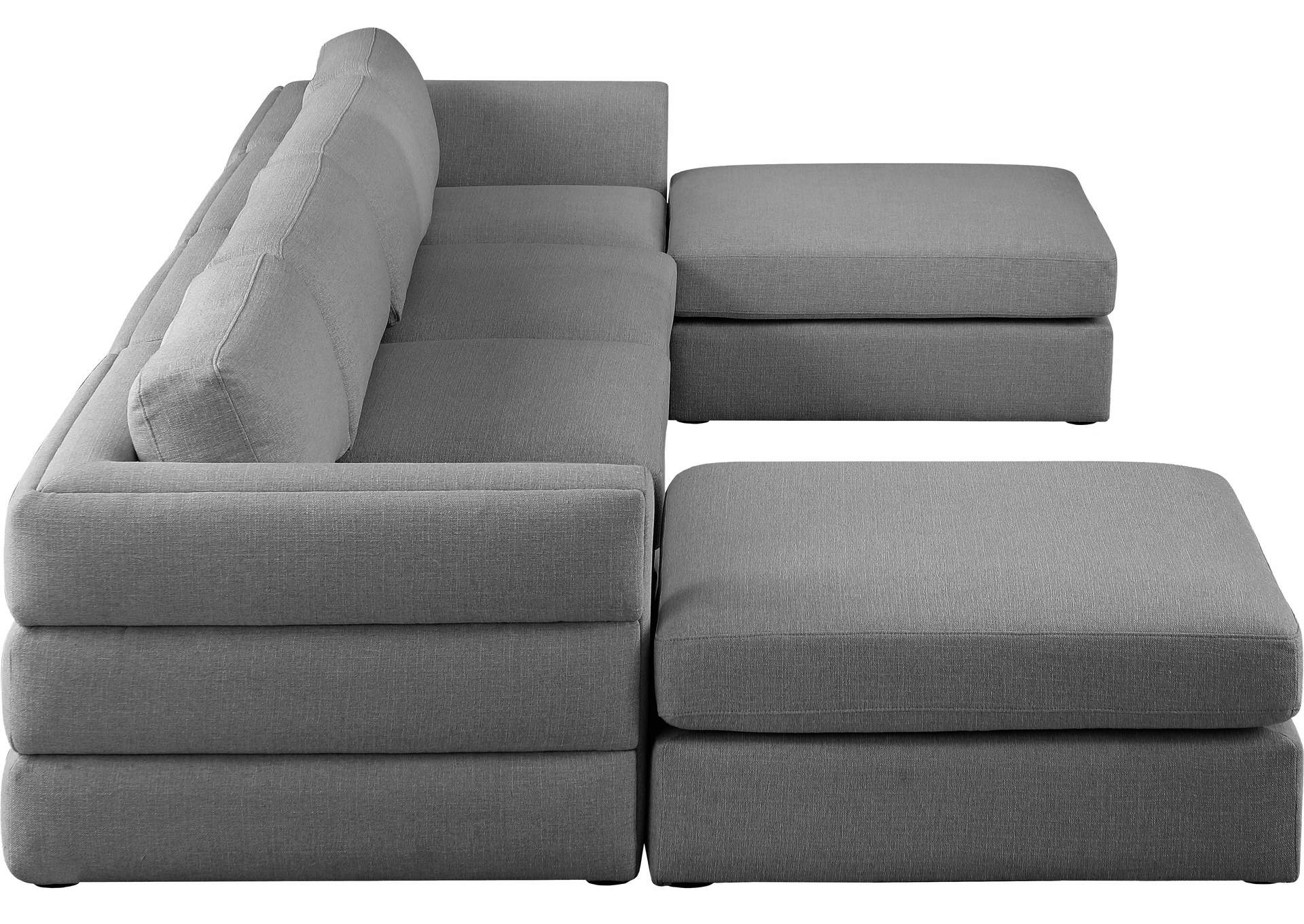 Beckham Grey Durable Linen Textured Fabric Modular Sectional,Meridian Furniture