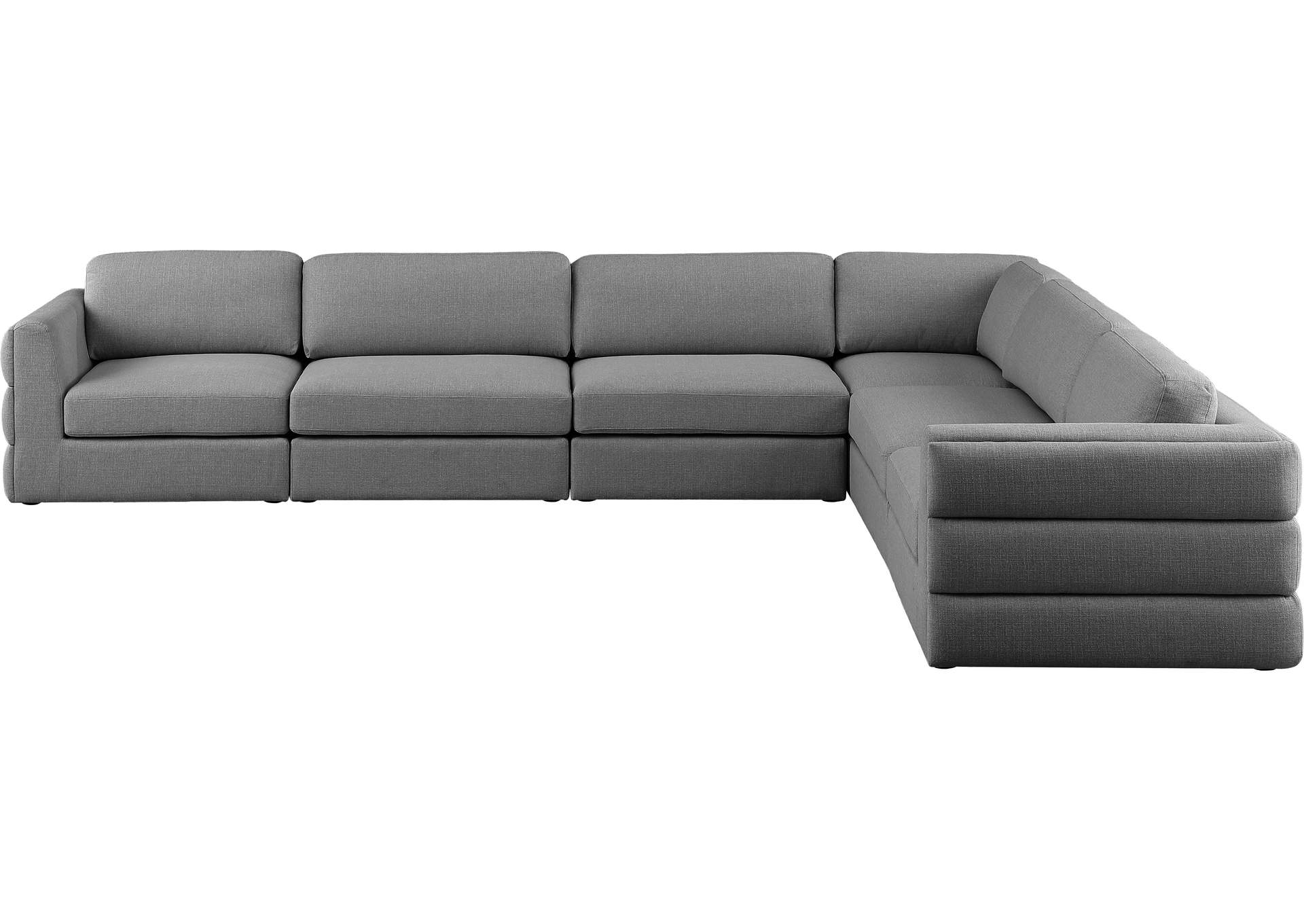 Beckham Grey Durable Linen Textured Fabric Modular Sectional,Meridian Furniture