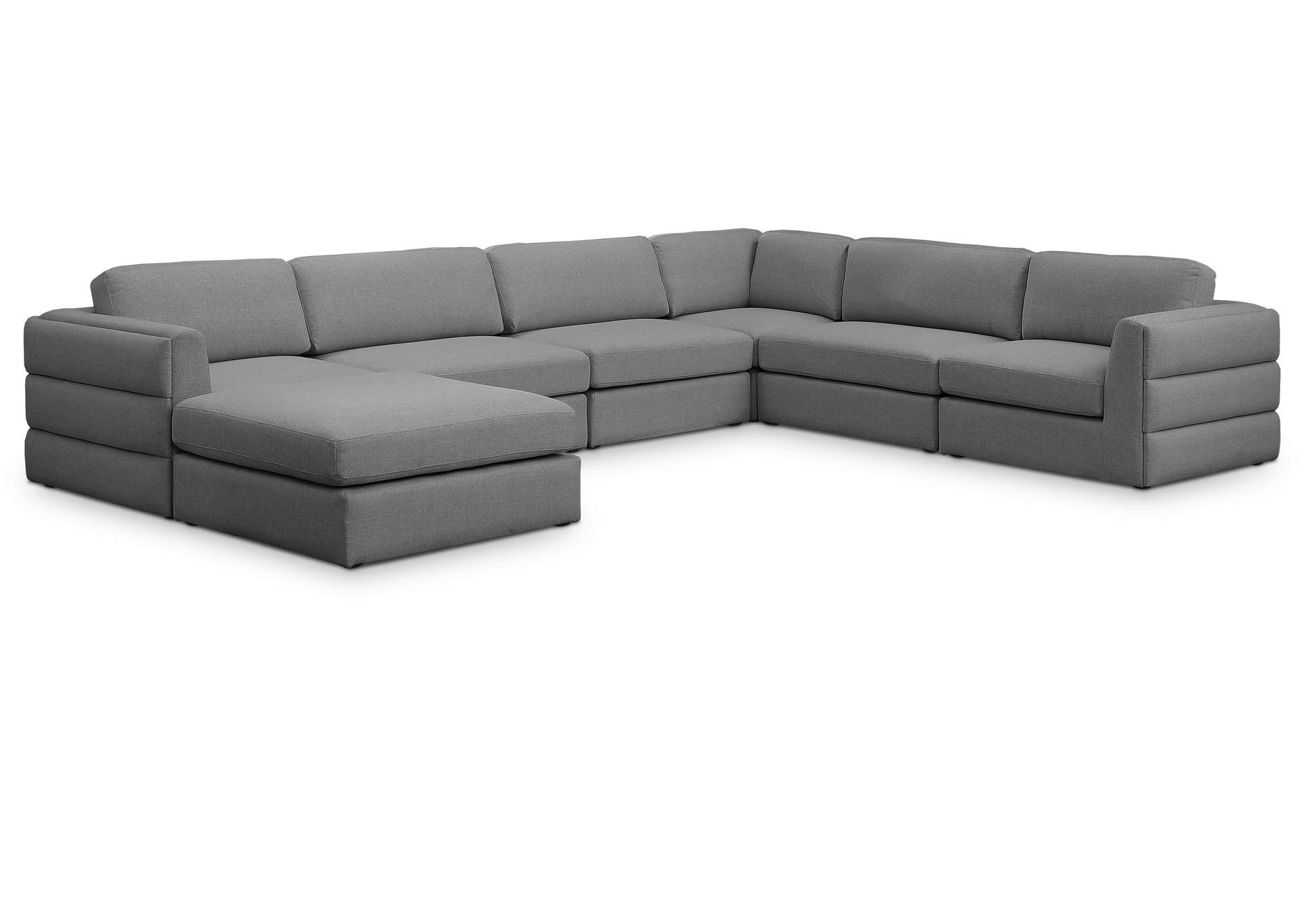 Beckham Grey Durable Linen Textured Fabric Modular Sectional,Meridian Furniture