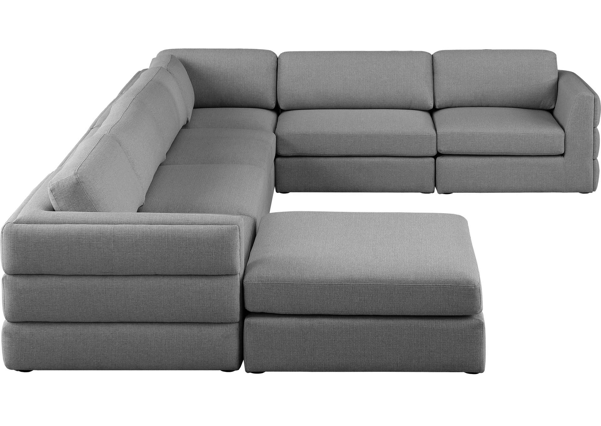 Beckham Grey Durable Linen Textured Fabric Modular Sectional,Meridian Furniture