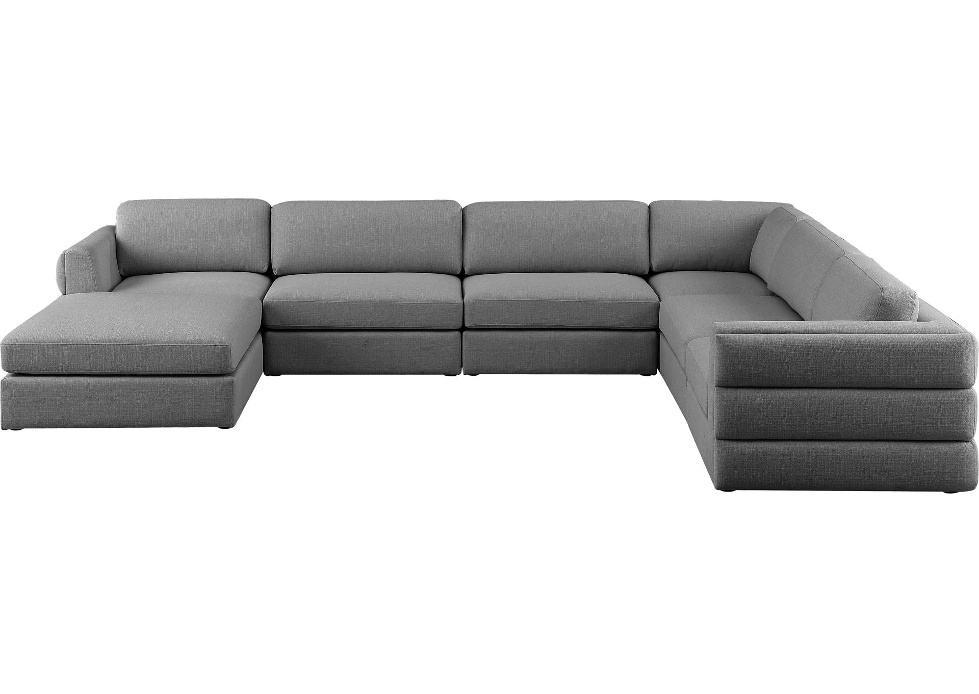 Beckham Grey Durable Linen Textured Fabric Modular Sectional,Meridian Furniture