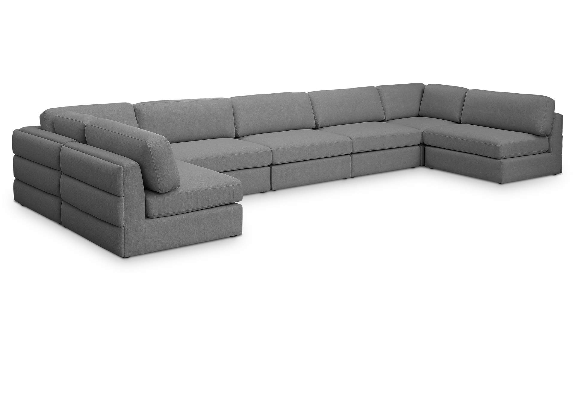 Beckham Grey Durable Linen Textured Fabric Modular Sectional,Meridian Furniture