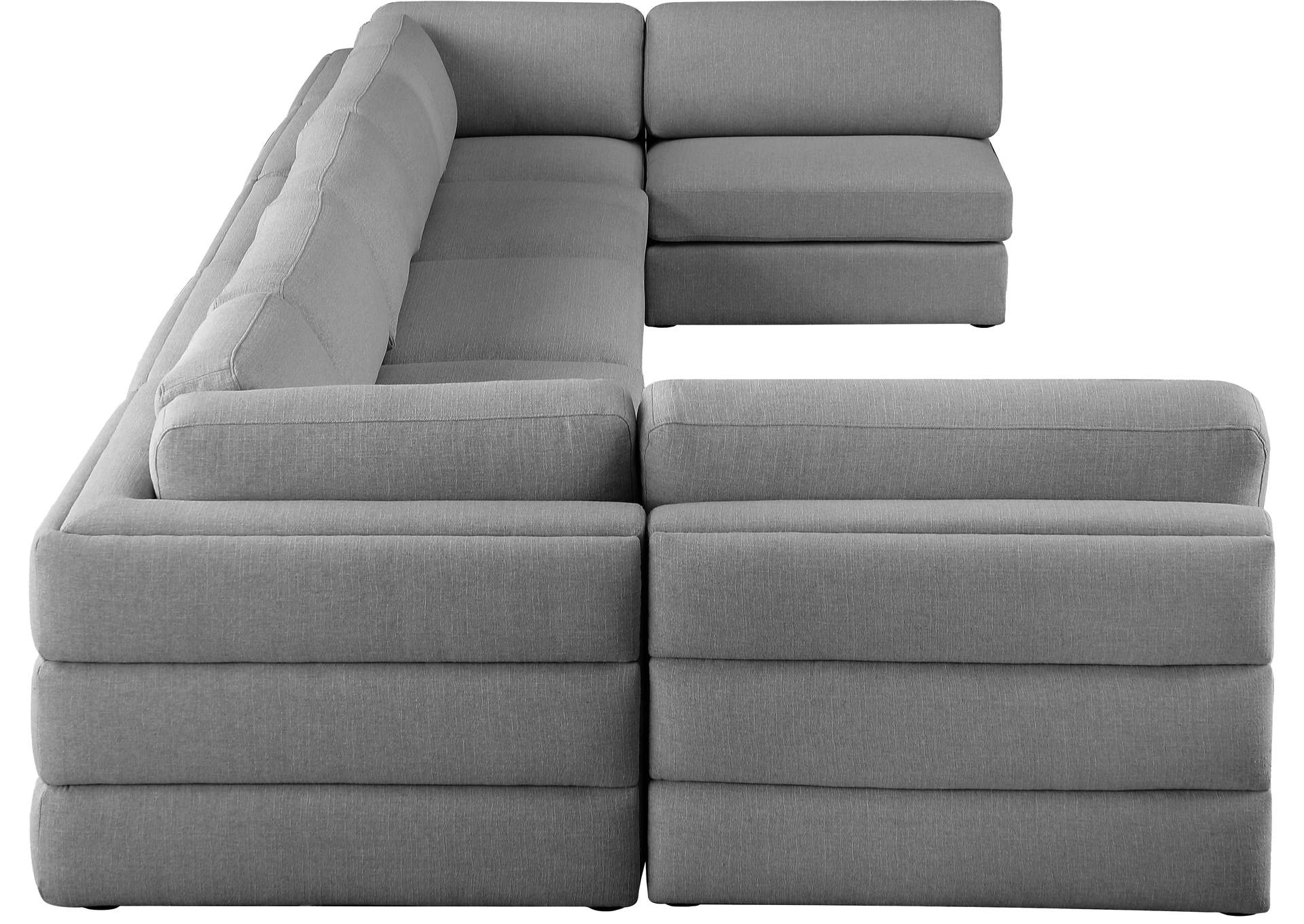 Beckham Grey Durable Linen Textured Fabric Modular Sectional,Meridian Furniture