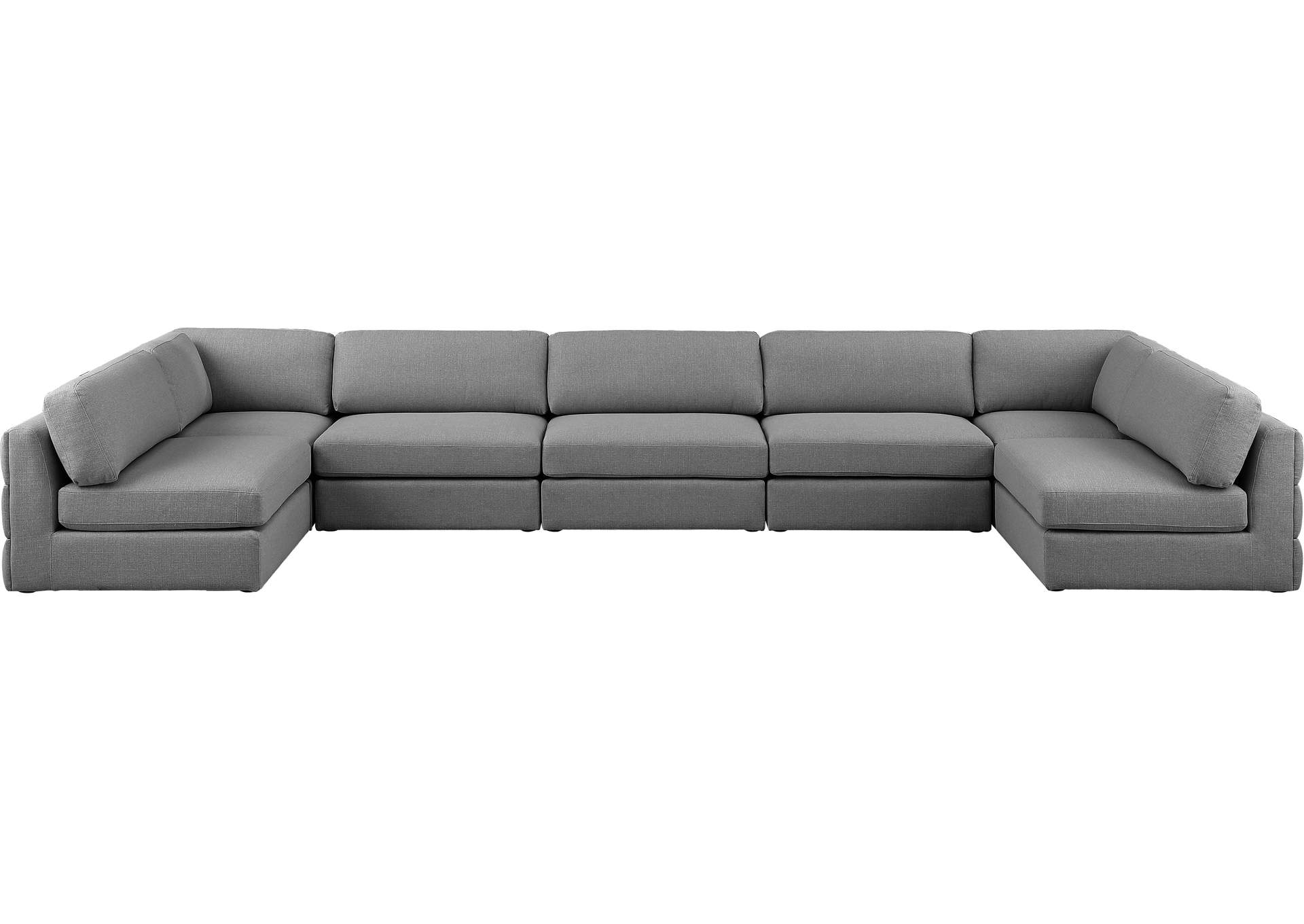 Beckham Grey Durable Linen Textured Fabric Modular Sectional,Meridian Furniture