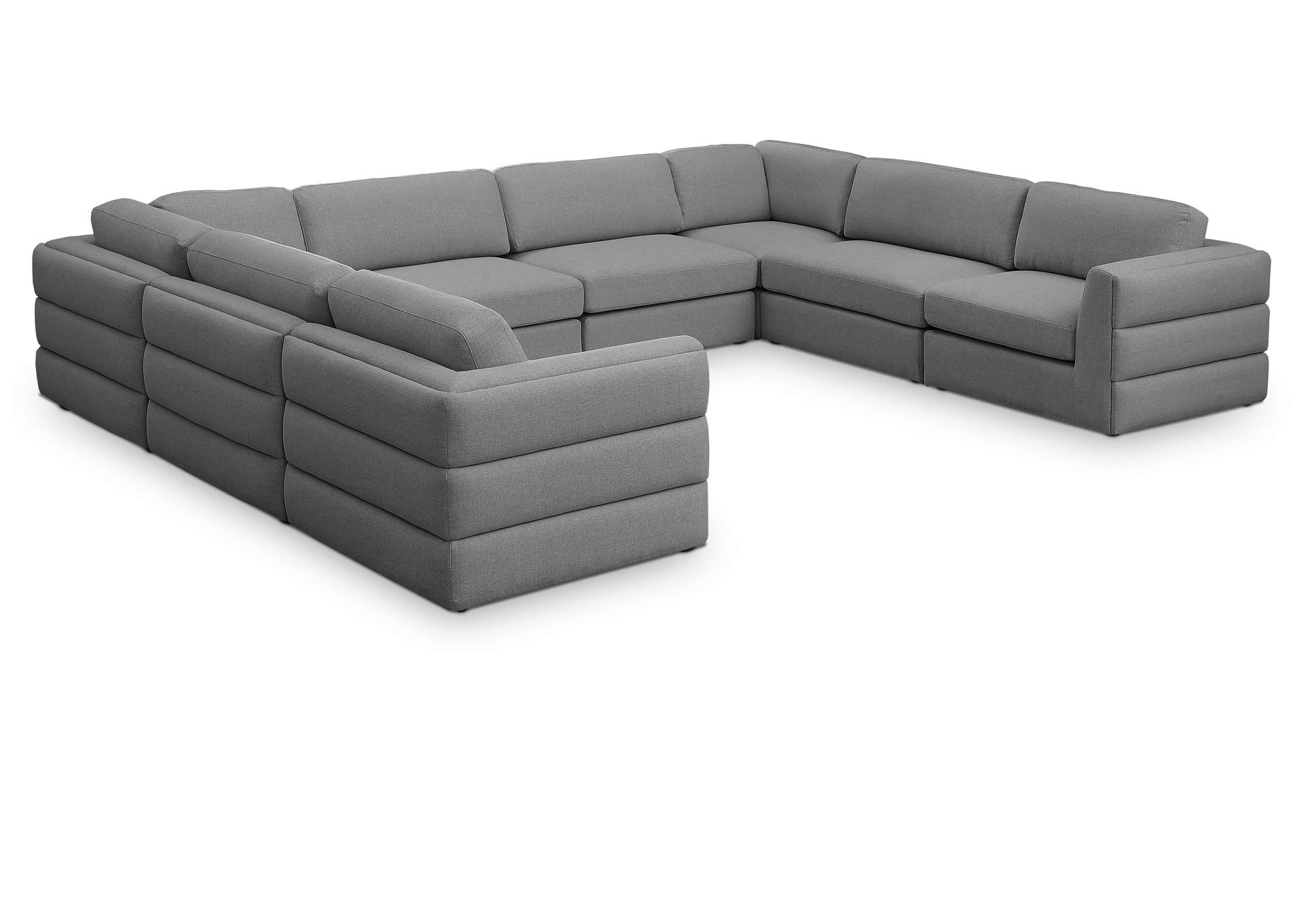 Beckham Grey Durable Linen Textured Fabric Modular Sectional,Meridian Furniture