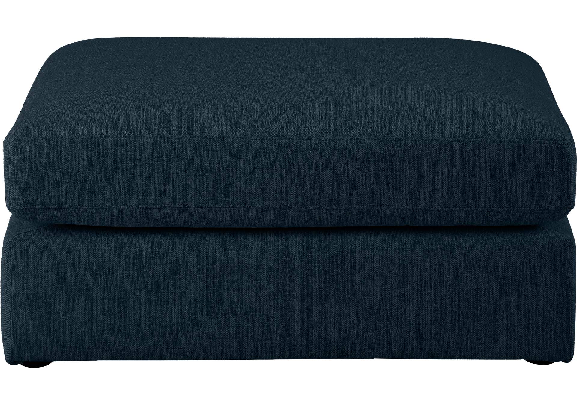 Beckham Navy Durable Linen Textured Fabric Ottoman,Meridian Furniture