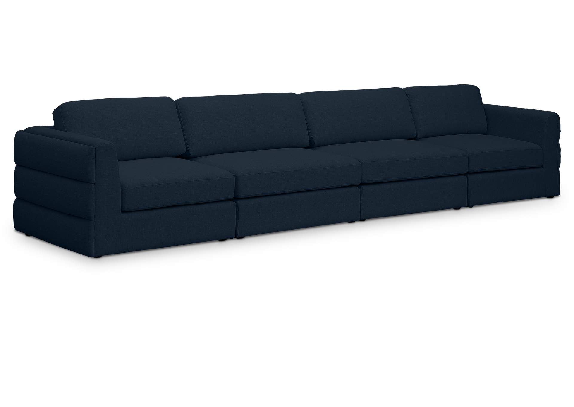 Beckham Navy Durable Linen Textured Fabric Modular Sofa,Meridian Furniture