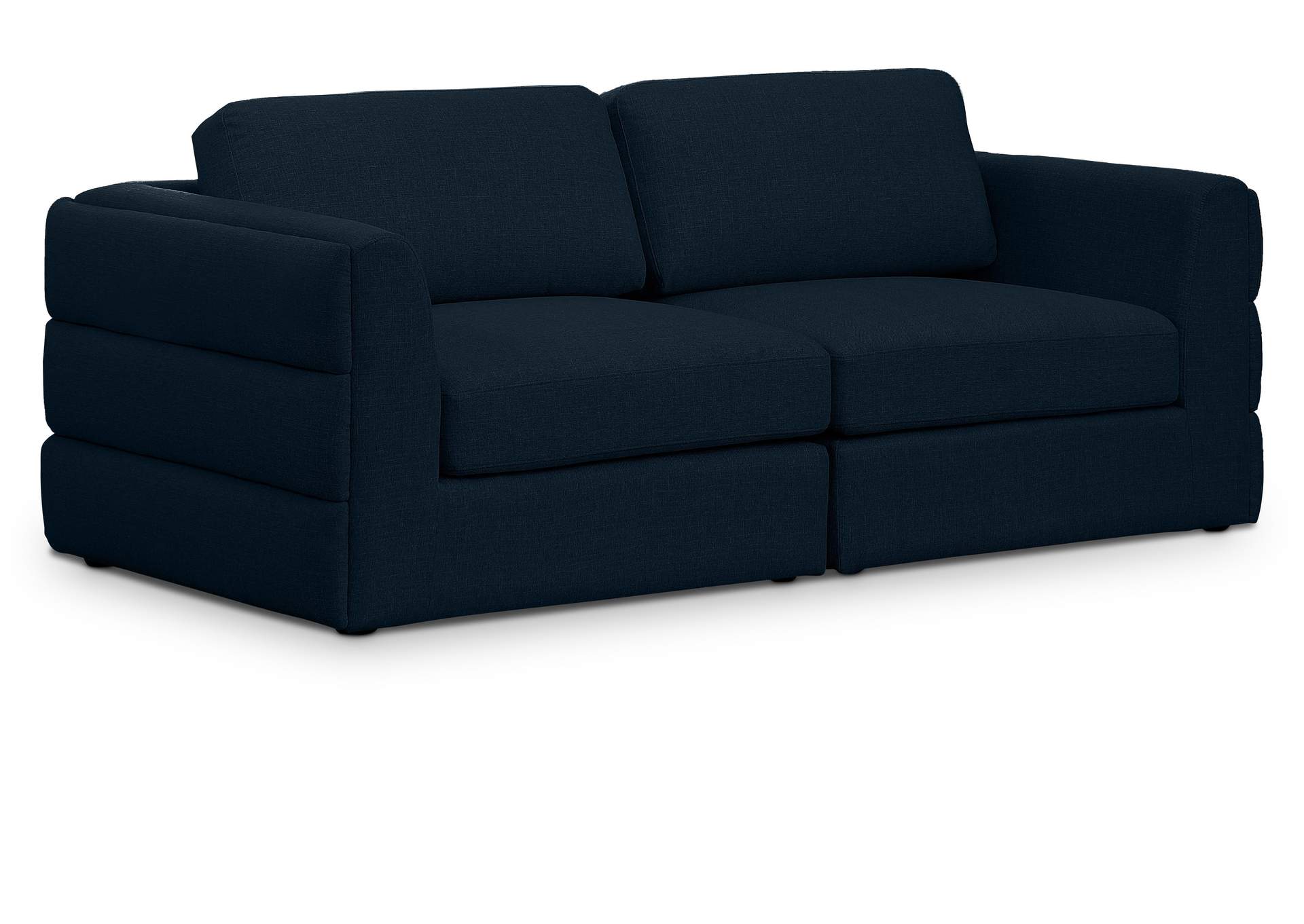 Beckham Navy Durable Linen Textured Fabric Modular Sofa,Meridian Furniture