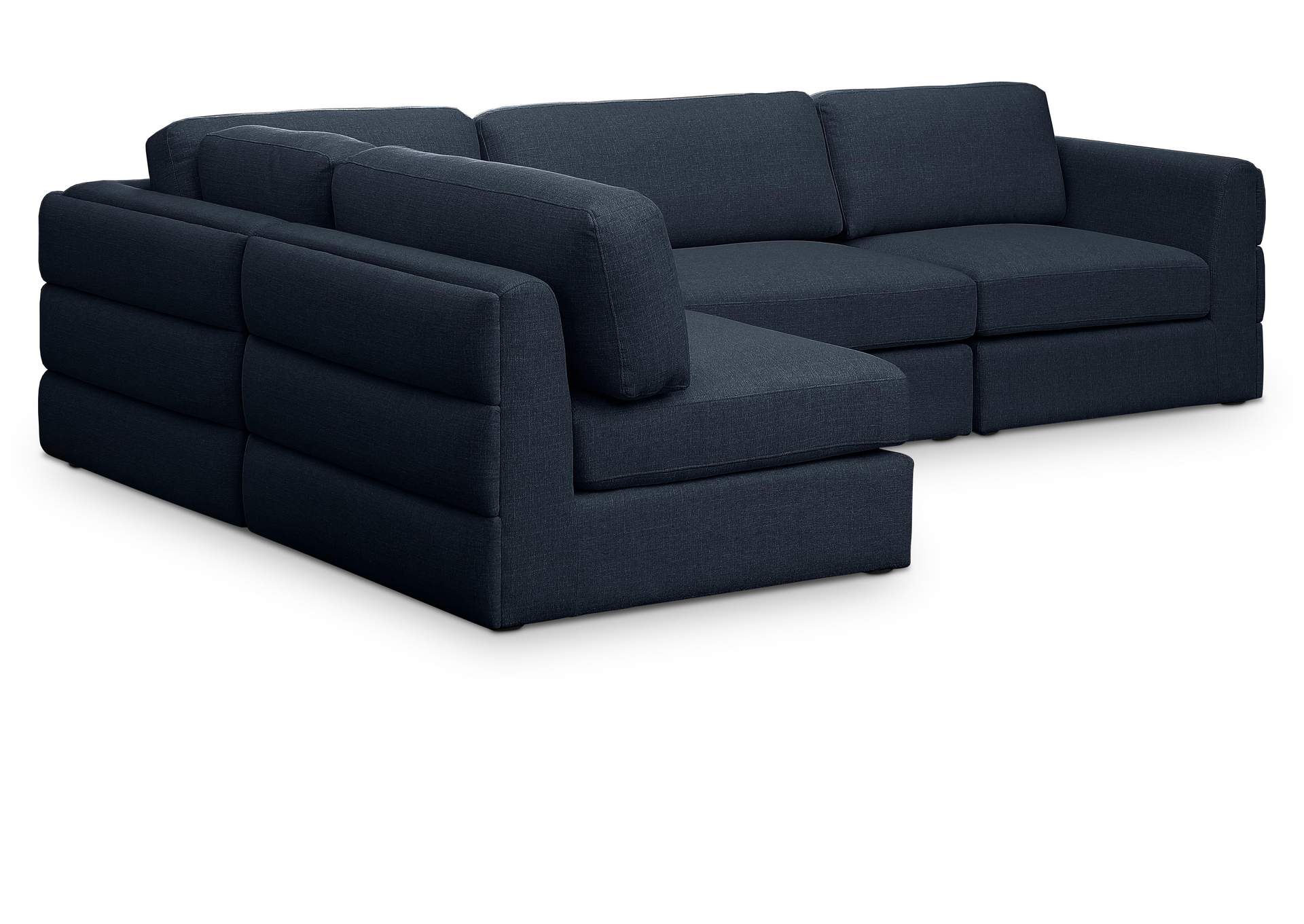 Beckham Navy Durable Linen Textured Fabric Modular Sectional,Meridian Furniture