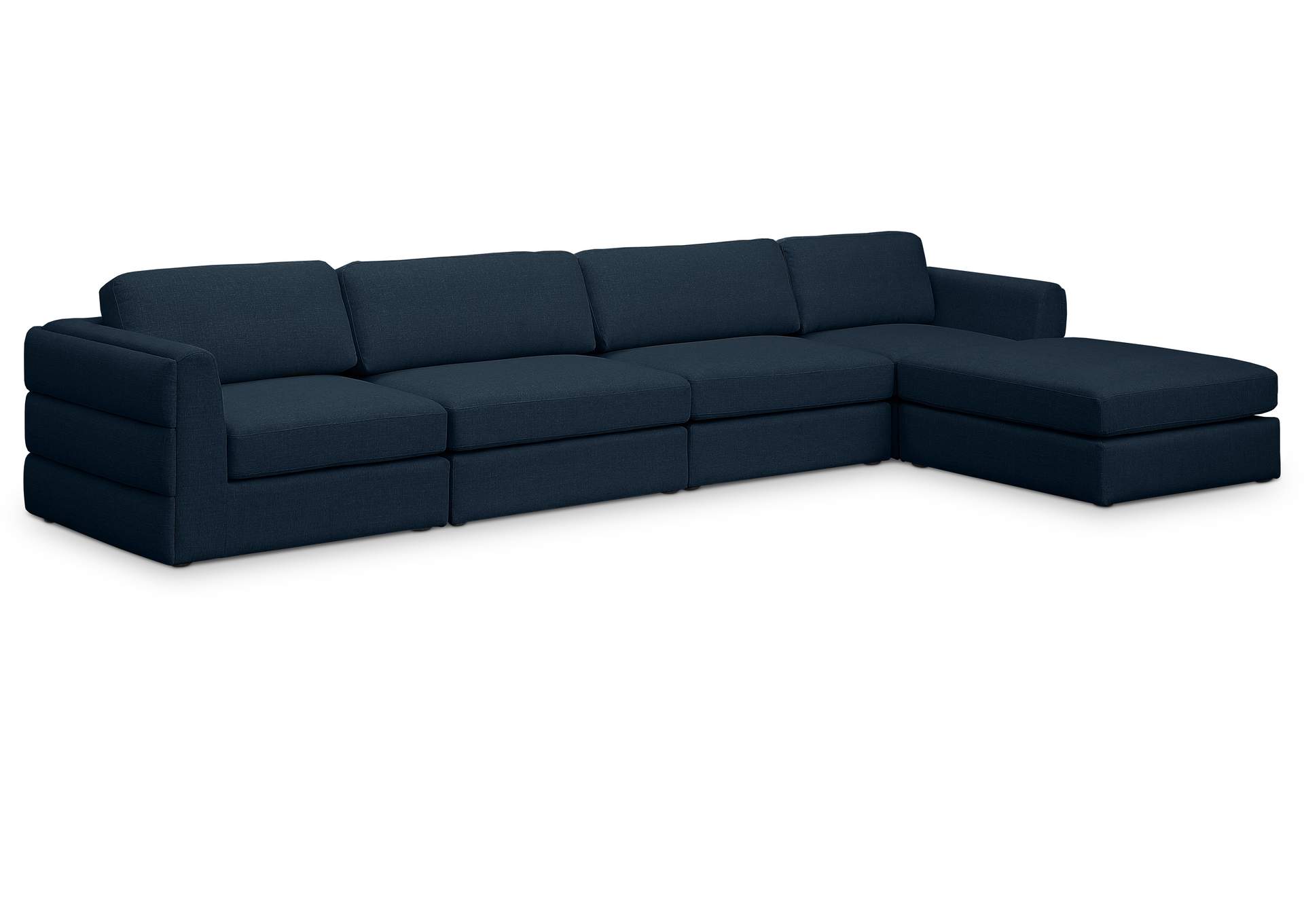 Beckham Navy Durable Linen Textured Fabric Modular Sectional,Meridian Furniture