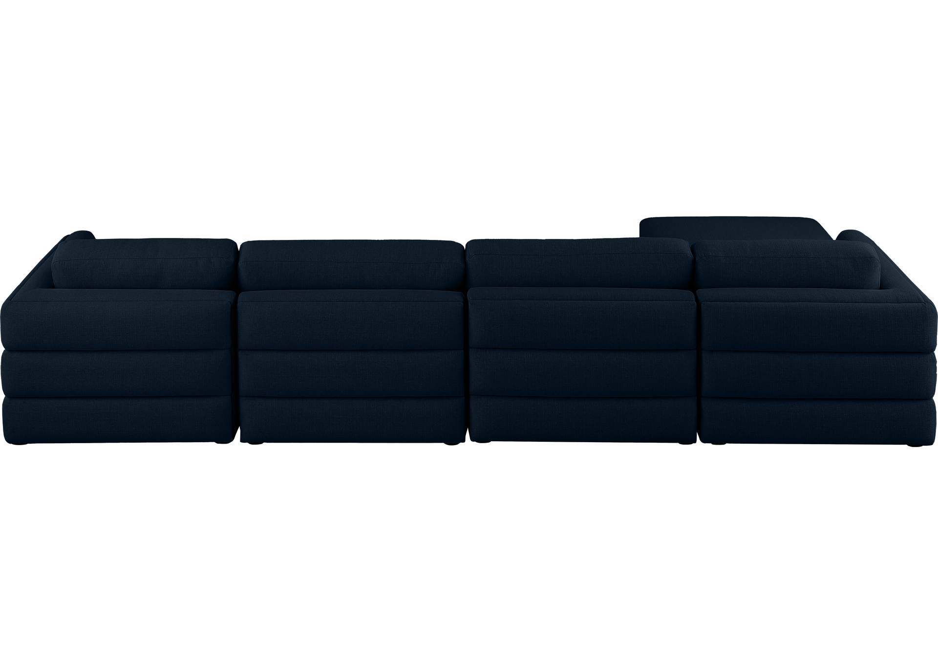 Beckham Navy Durable Linen Textured Fabric Modular Sectional,Meridian Furniture