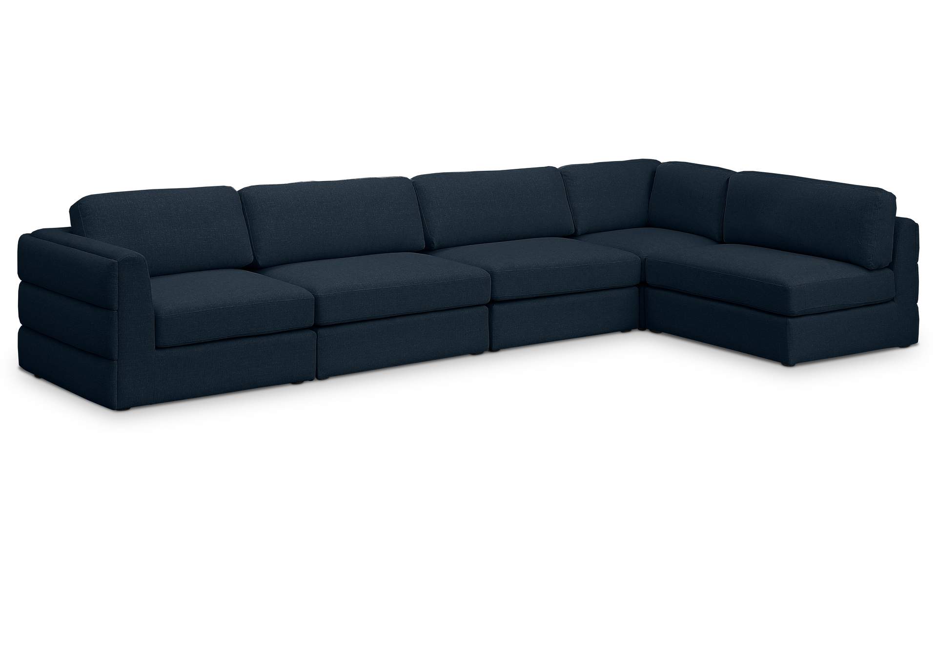 Beckham Navy Durable Linen Textured Fabric Modular Sectional,Meridian Furniture