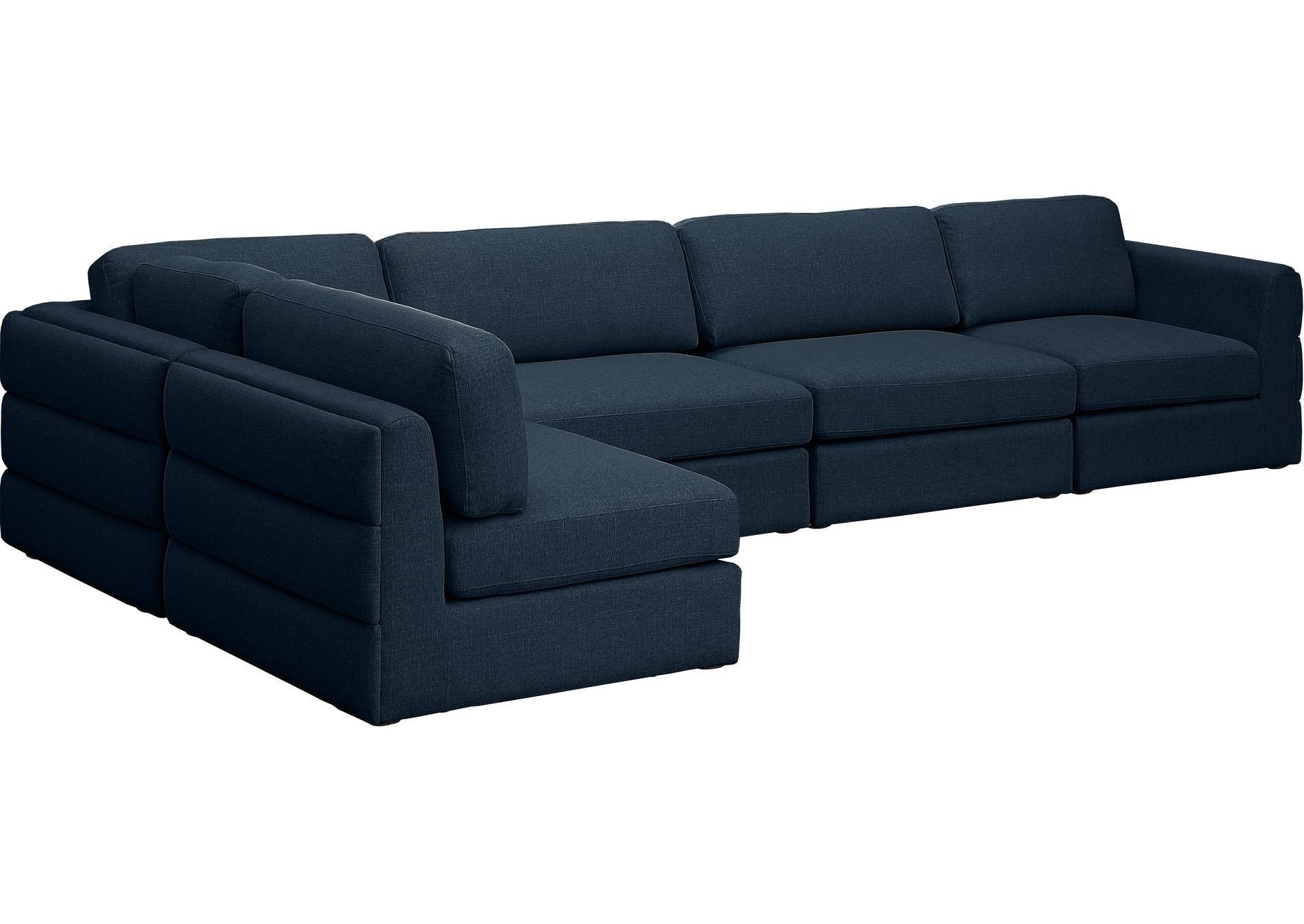 Beckham Navy Durable Linen Textured Fabric Modular Sectional,Meridian Furniture