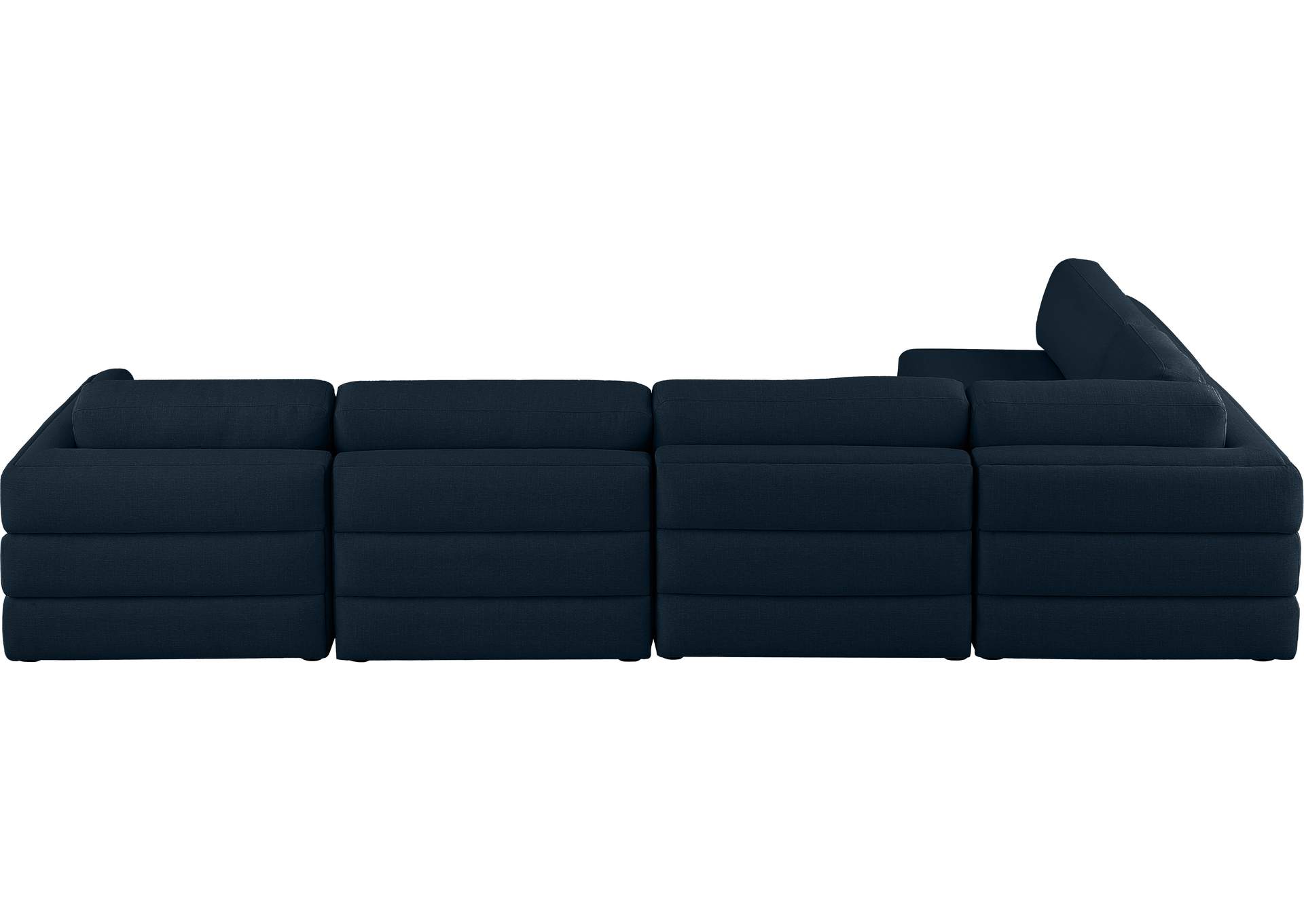 Beckham Navy Durable Linen Textured Fabric Modular Sectional,Meridian Furniture