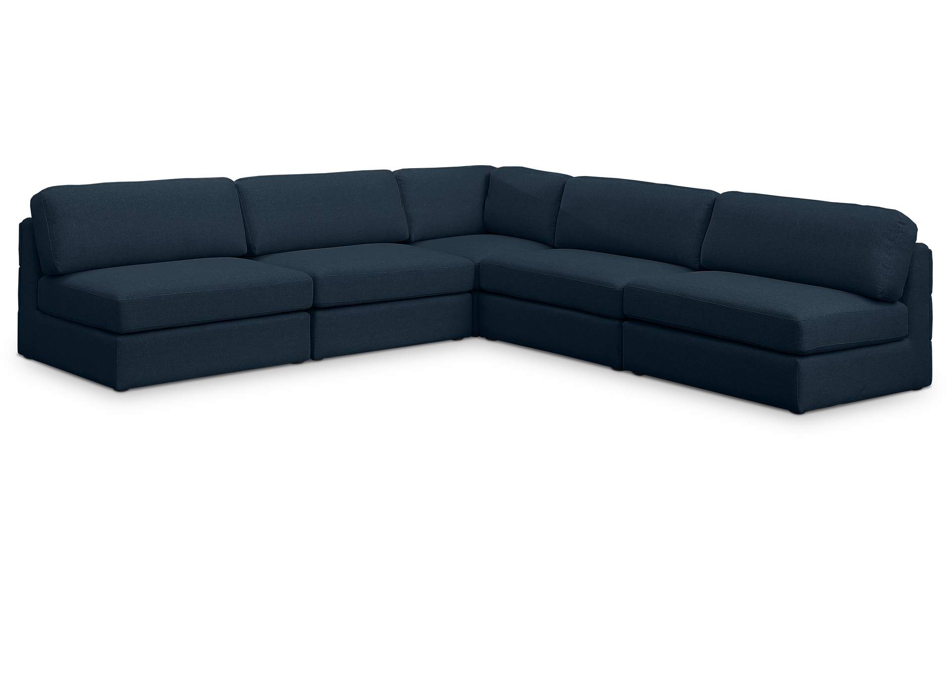 Beckham Navy Durable Linen Textured Fabric Modular Sectional,Meridian Furniture