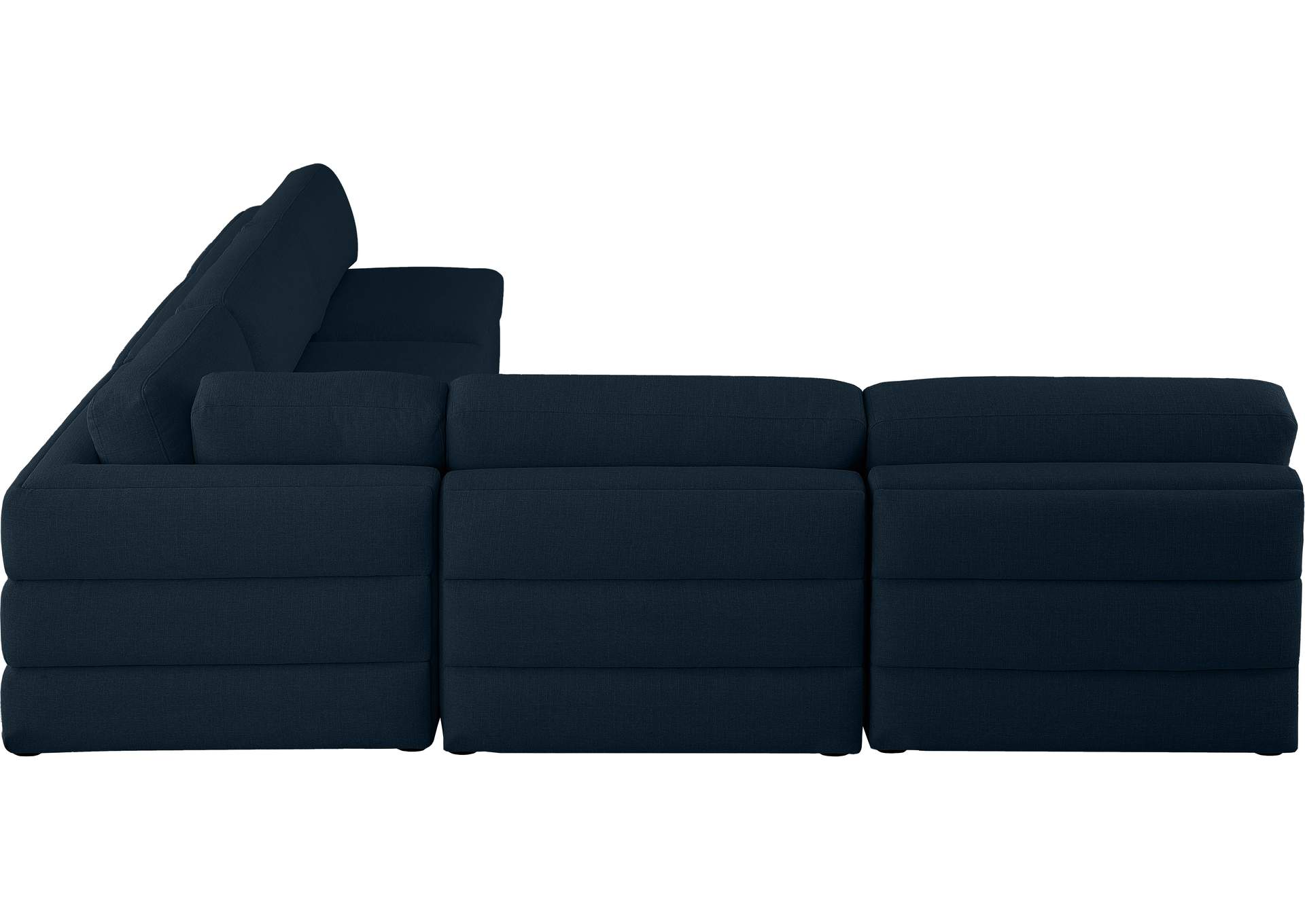 Beckham Navy Durable Linen Textured Fabric Modular Sectional,Meridian Furniture