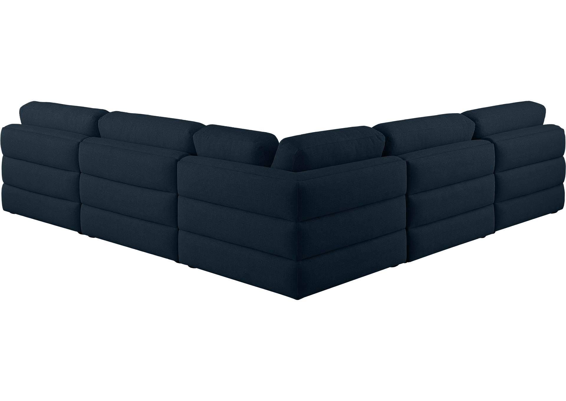 Beckham Navy Durable Linen Textured Fabric Modular Sectional,Meridian Furniture