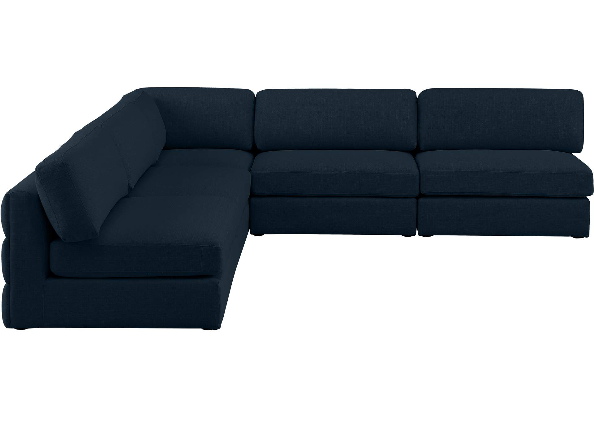 Beckham Navy Durable Linen Textured Fabric Modular Sectional,Meridian Furniture