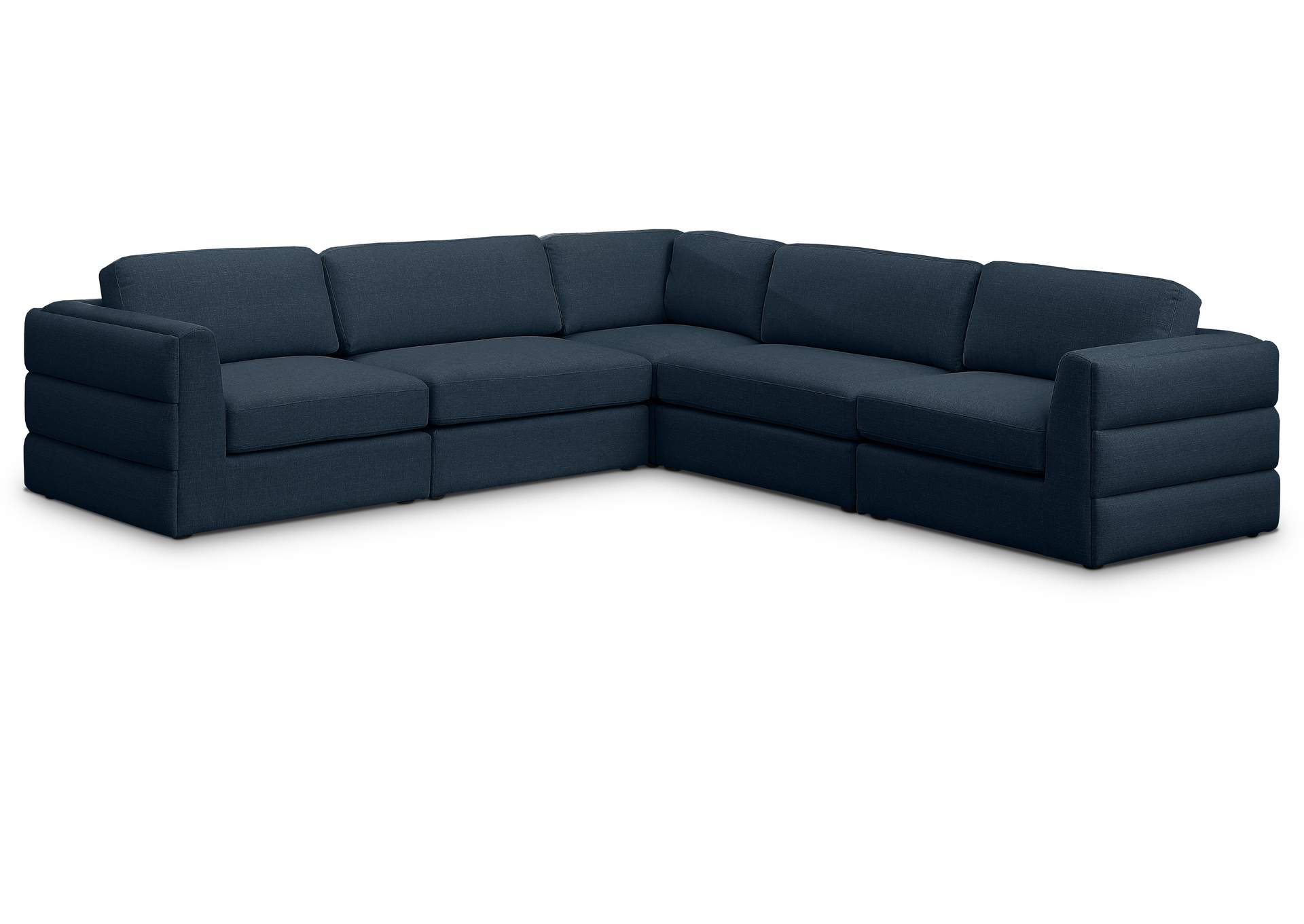 Beckham Navy Durable Linen Textured Fabric Modular Sectional,Meridian Furniture