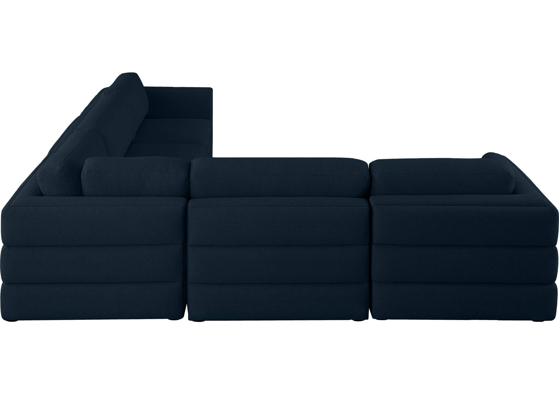 Beckham Navy Durable Linen Textured Fabric Modular Sectional,Meridian Furniture