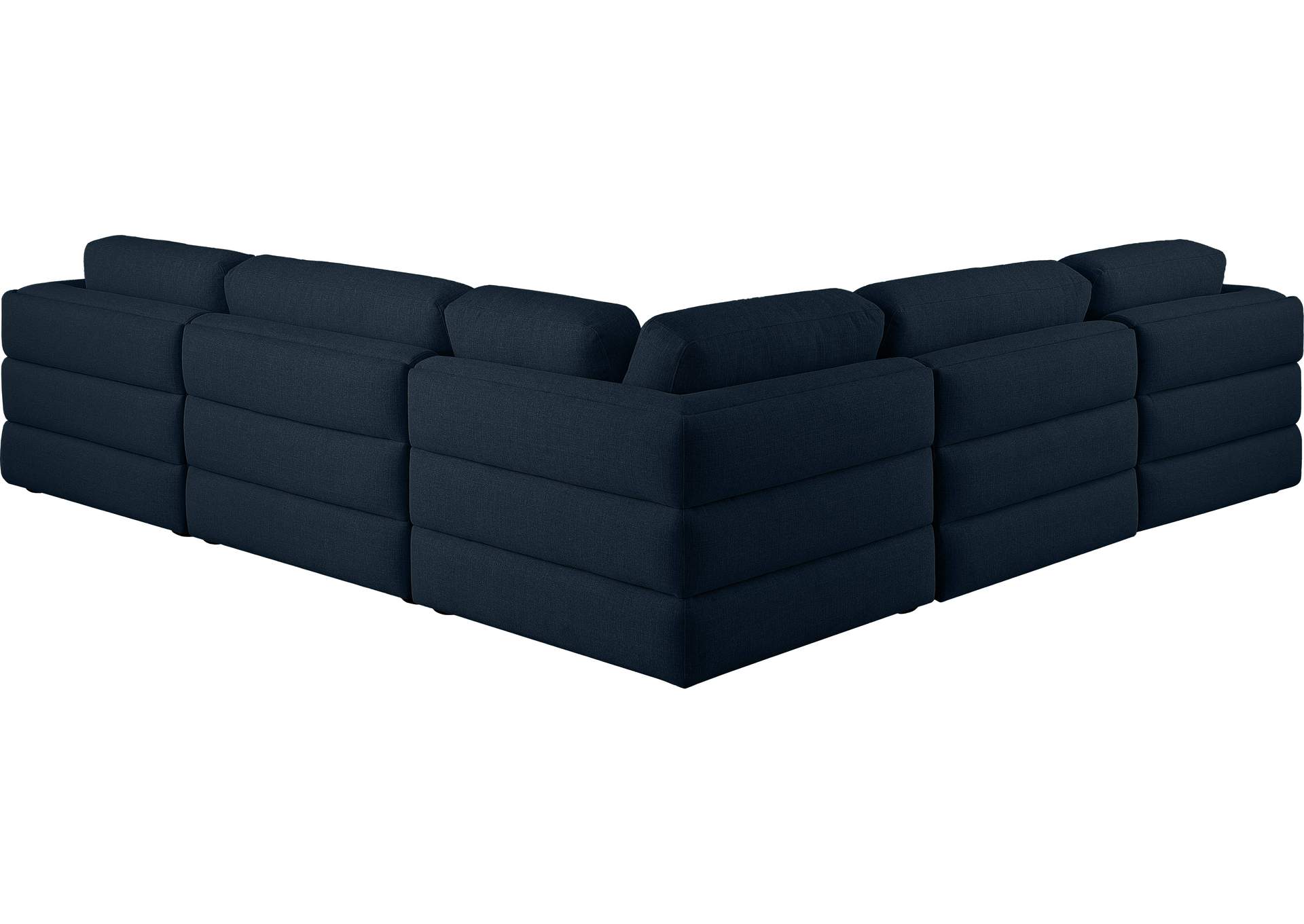 Beckham Navy Durable Linen Textured Fabric Modular Sectional,Meridian Furniture