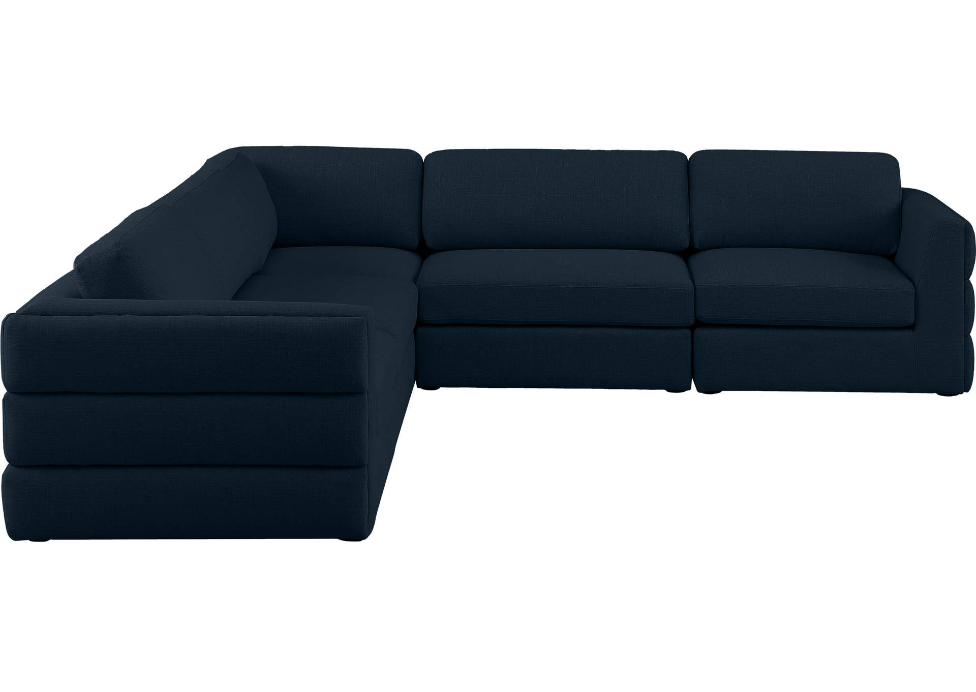 Beckham Navy Durable Linen Textured Fabric Modular Sectional,Meridian Furniture