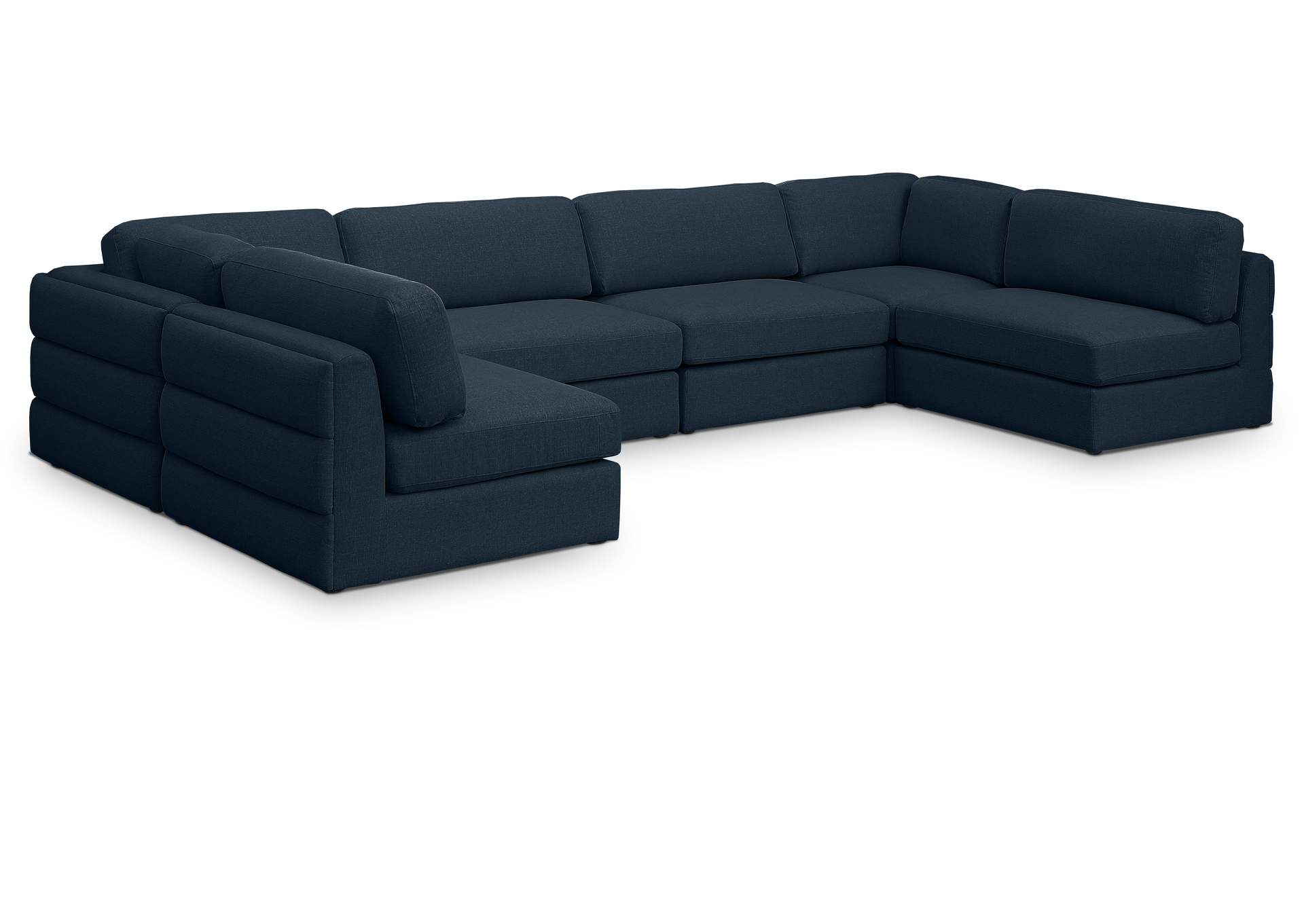 Beckham Navy Durable Linen Textured Fabric Modular Sectional,Meridian Furniture