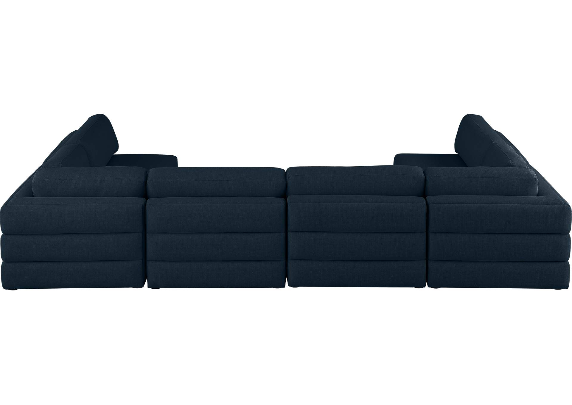 Beckham Navy Durable Linen Textured Fabric Modular Sectional,Meridian Furniture