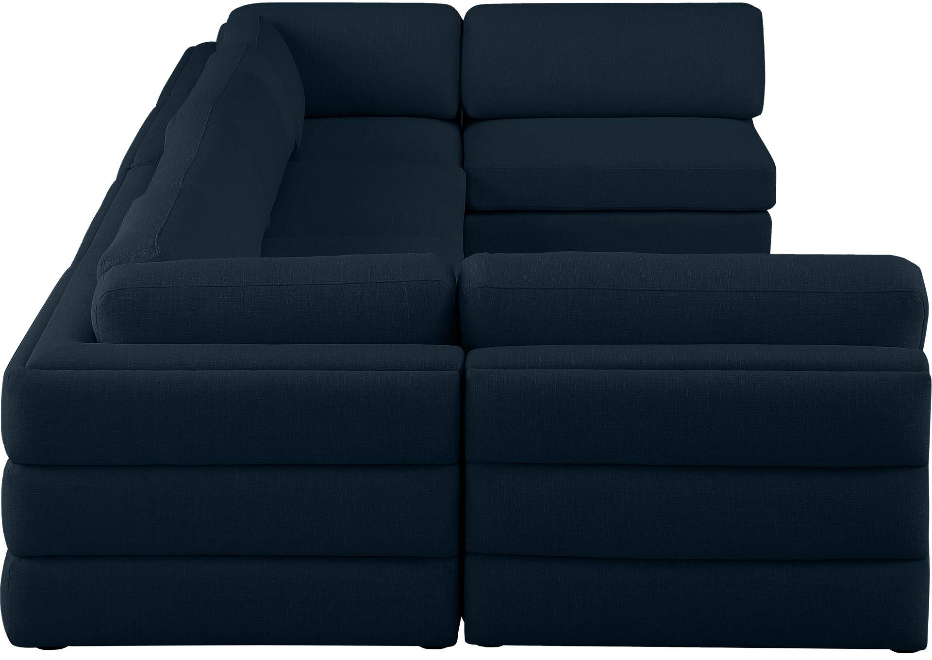 Beckham Navy Durable Linen Textured Fabric Modular Sectional,Meridian Furniture