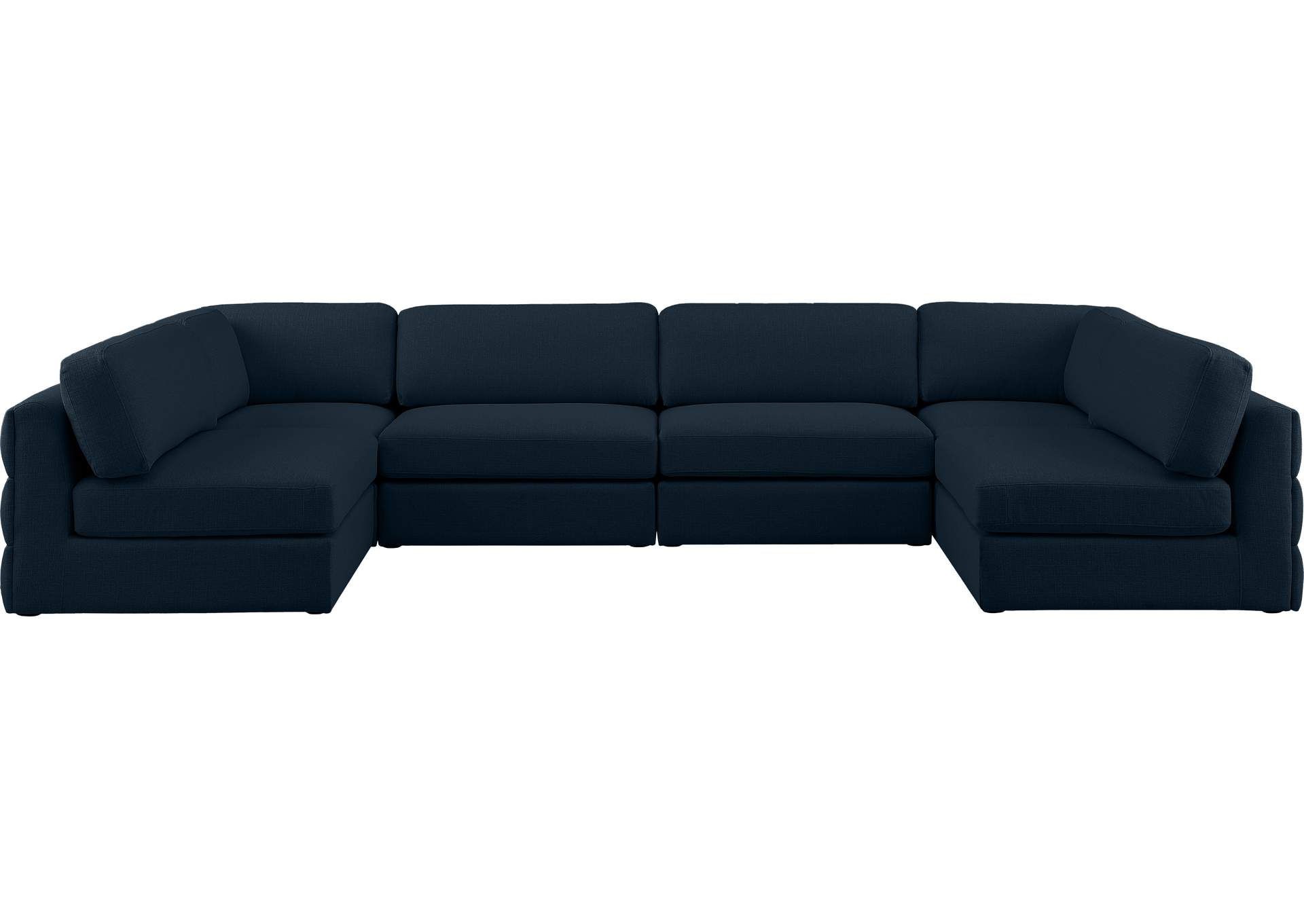 Beckham Navy Durable Linen Textured Fabric Modular Sectional,Meridian Furniture