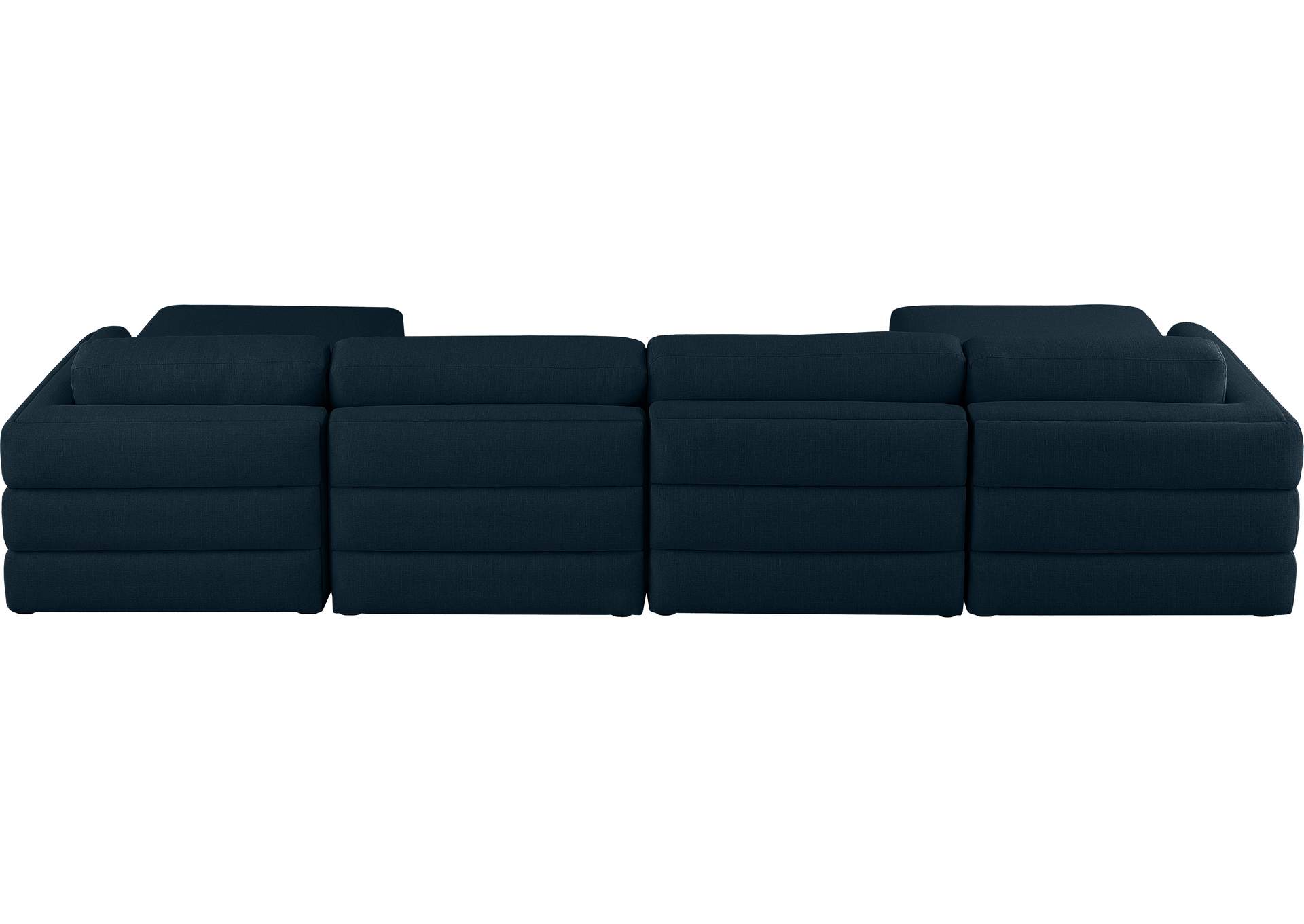 Beckham Navy Durable Linen Textured Fabric Modular Sectional,Meridian Furniture