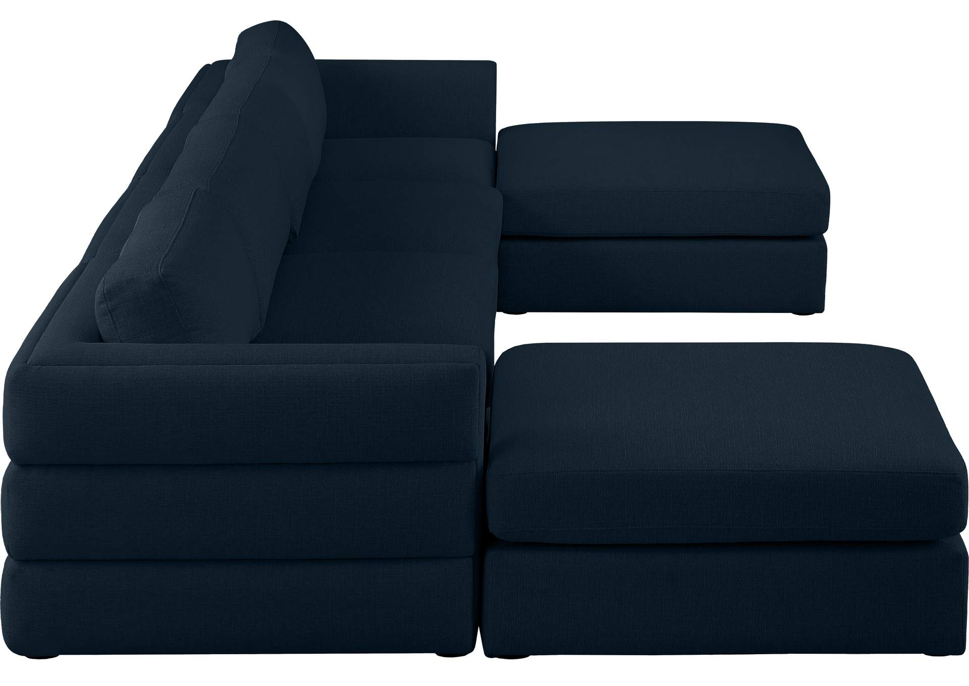 Beckham Navy Durable Linen Textured Fabric Modular Sectional,Meridian Furniture