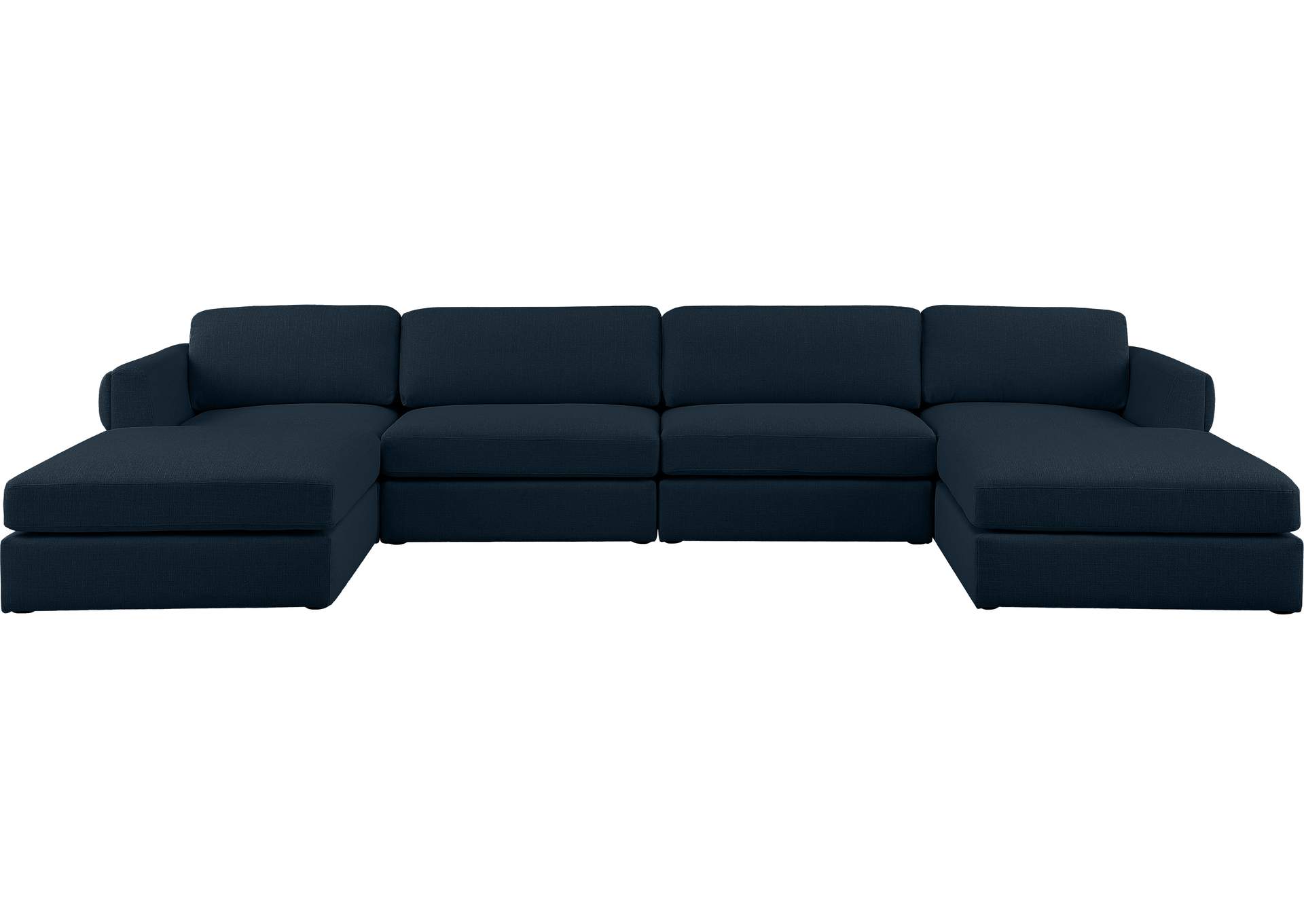 Beckham Navy Durable Linen Textured Fabric Modular Sectional,Meridian Furniture