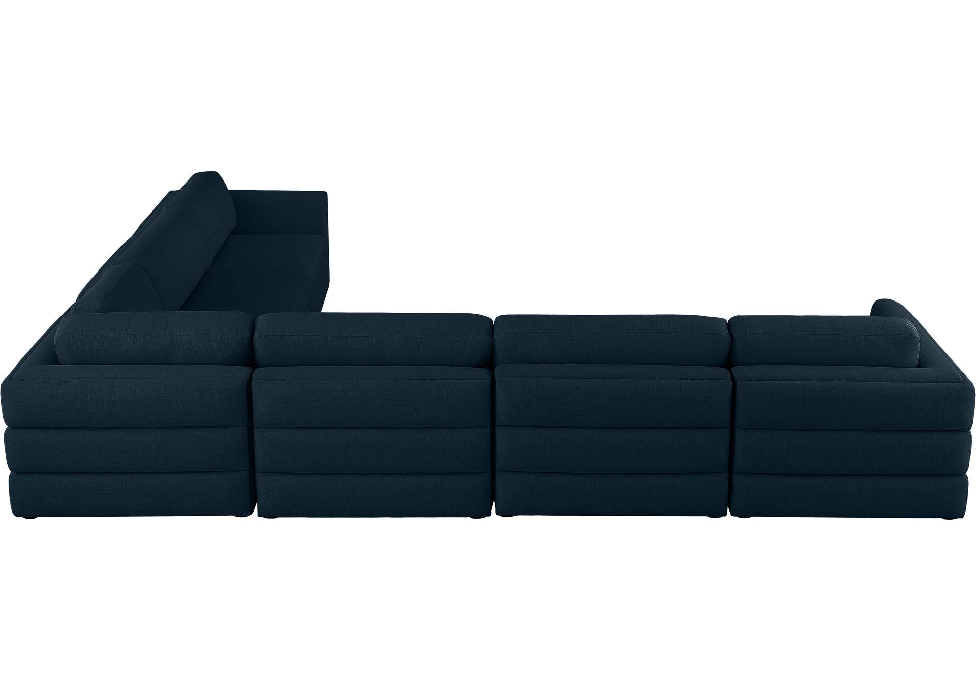 Beckham Navy Durable Linen Textured Fabric Modular Sectional,Meridian Furniture