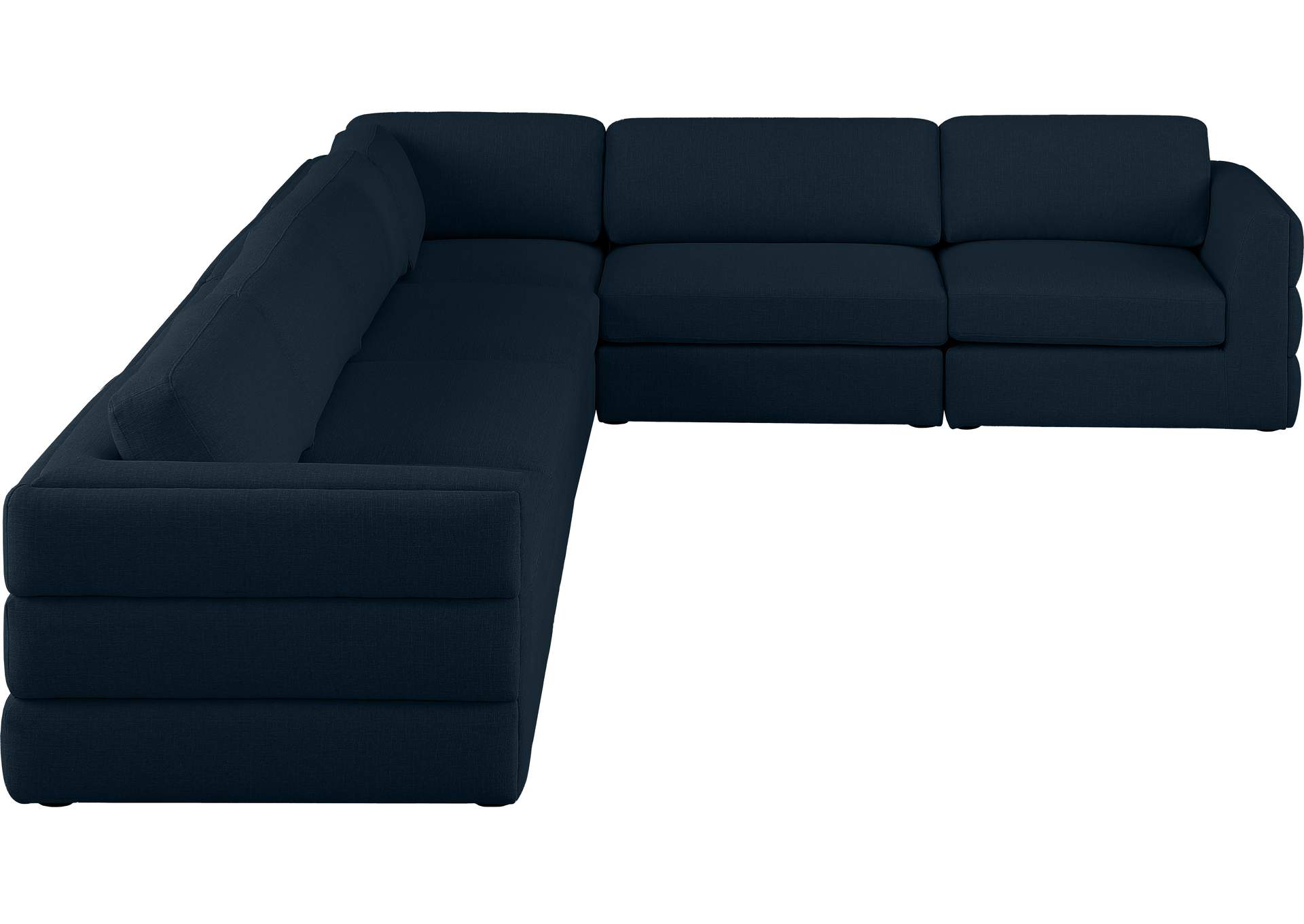 Beckham Navy Durable Linen Textured Fabric Modular Sectional,Meridian Furniture