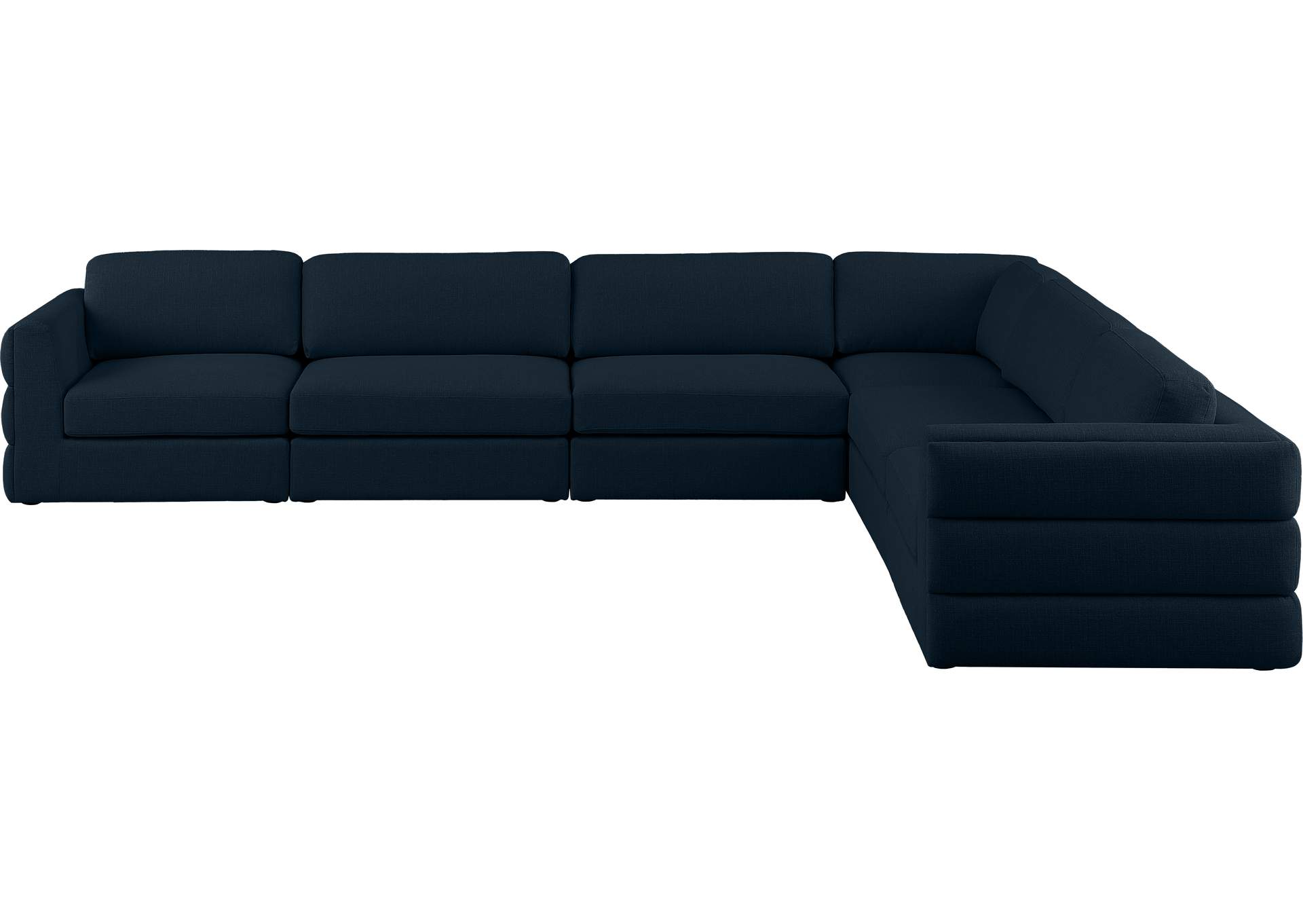 Beckham Navy Durable Linen Textured Fabric Modular Sectional,Meridian Furniture