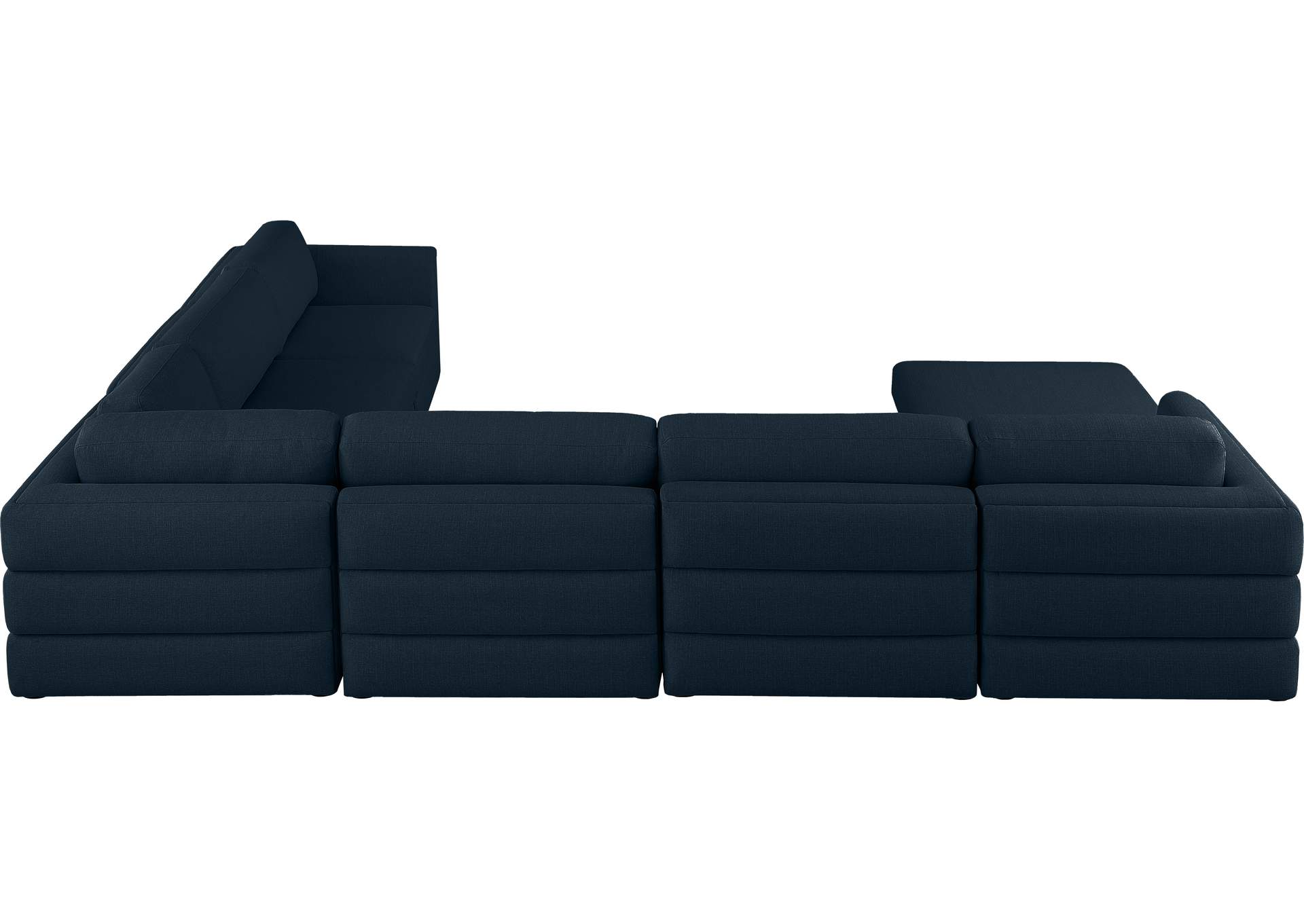 Beckham Navy Durable Linen Textured Fabric Modular Sectional,Meridian Furniture