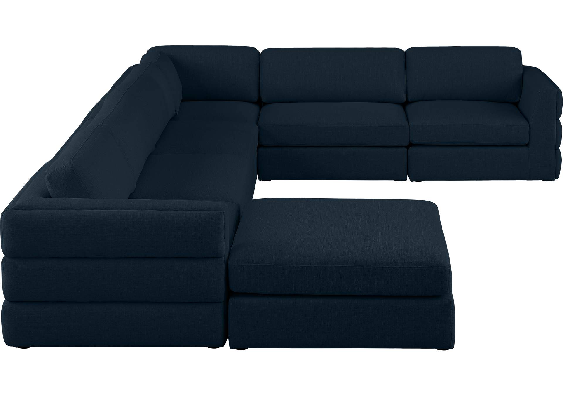 Beckham Navy Durable Linen Textured Fabric Modular Sectional,Meridian Furniture