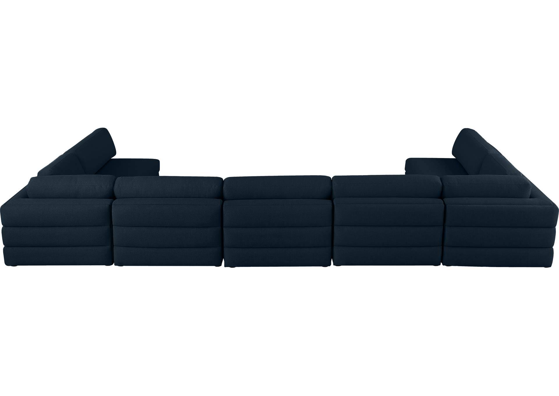 Beckham Navy Durable Linen Textured Fabric Modular Sectional,Meridian Furniture