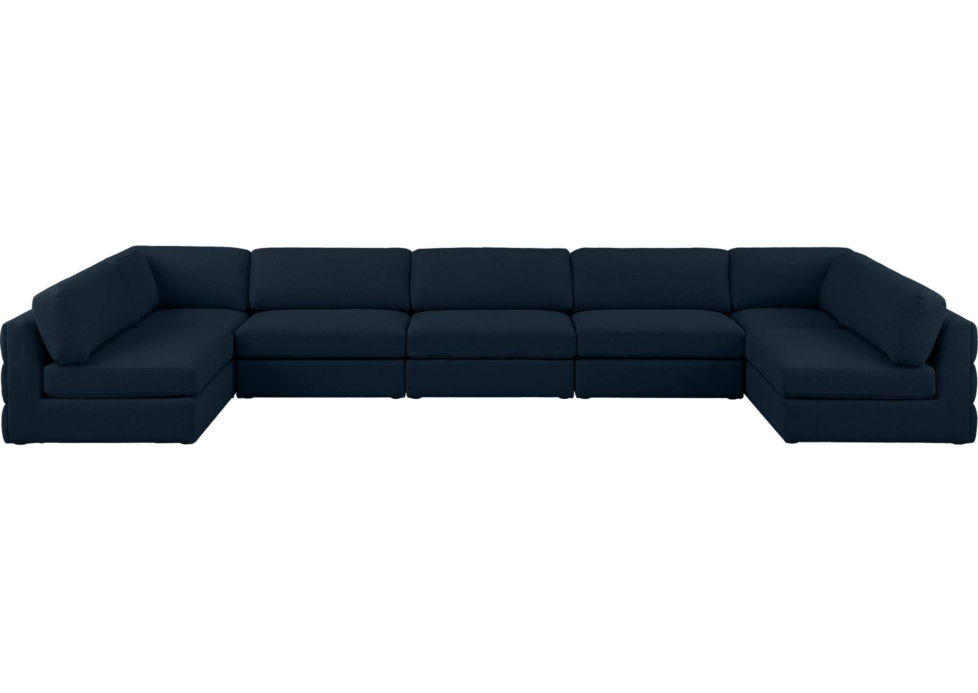 Beckham Navy Durable Linen Textured Fabric Modular Sectional,Meridian Furniture