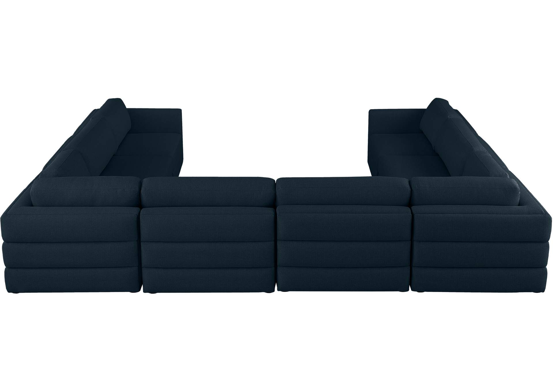 Beckham Navy Durable Linen Textured Fabric Modular Sectional,Meridian Furniture