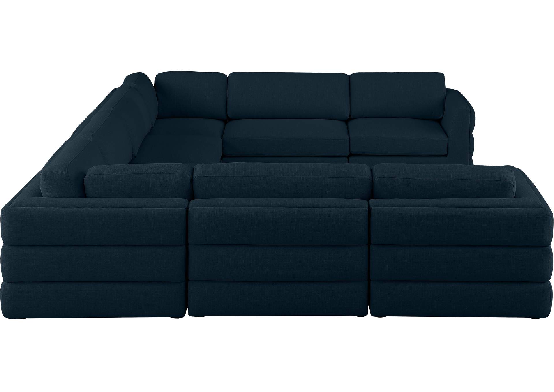 Beckham Navy Durable Linen Textured Fabric Modular Sectional,Meridian Furniture