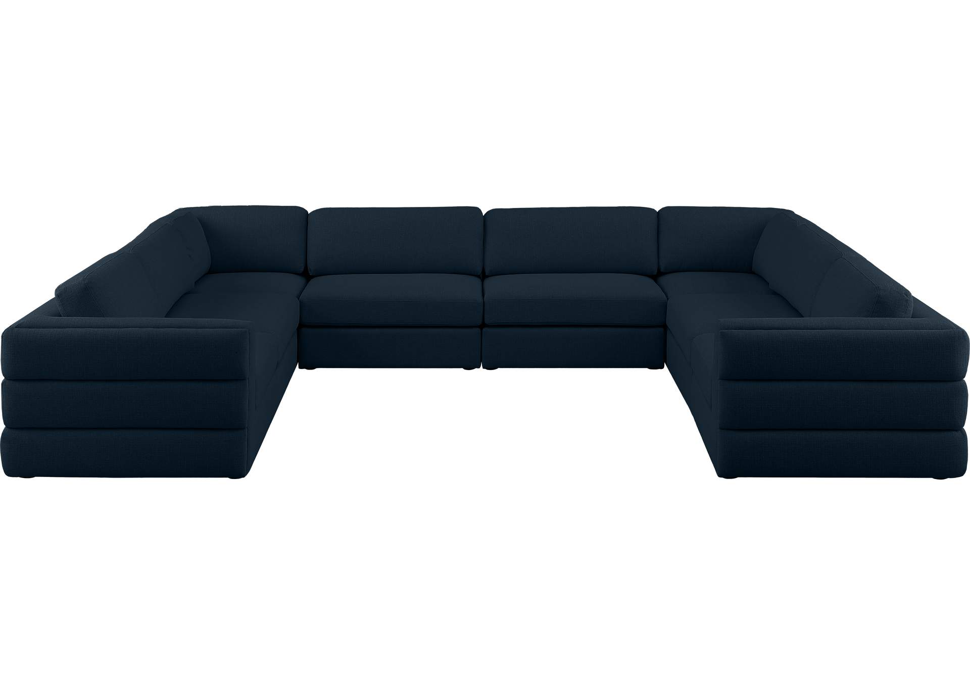 Beckham Navy Durable Linen Textured Fabric Modular Sectional,Meridian Furniture