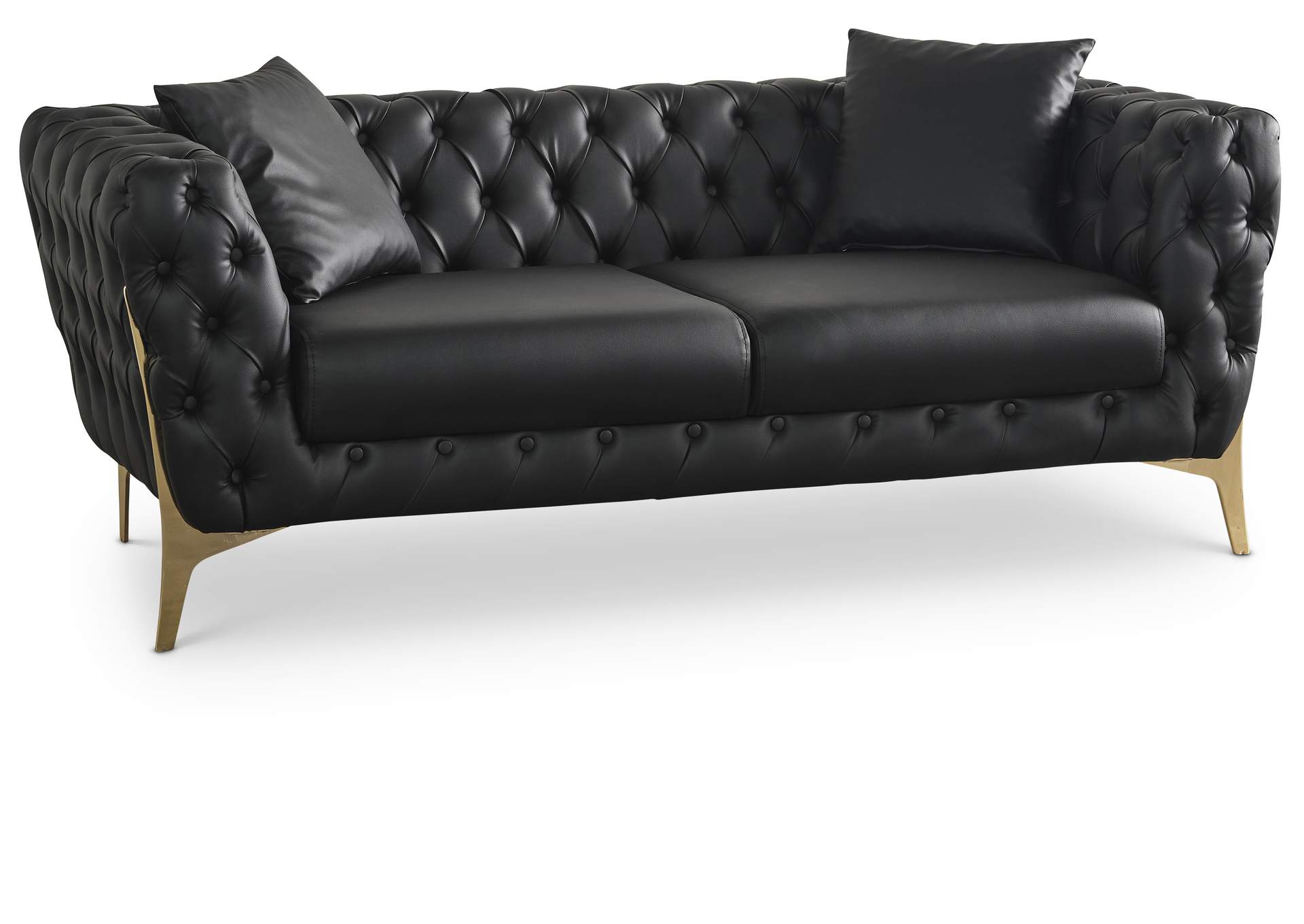 Aurora Black Faux Leather Loveseat,Meridian Furniture