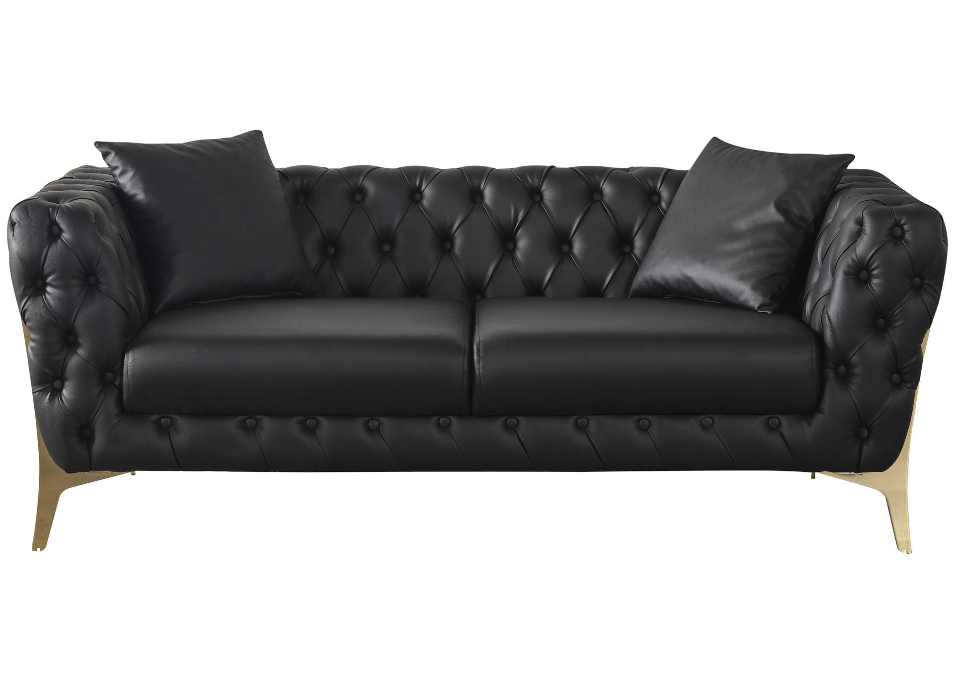 Aurora Black Faux Leather Loveseat,Meridian Furniture