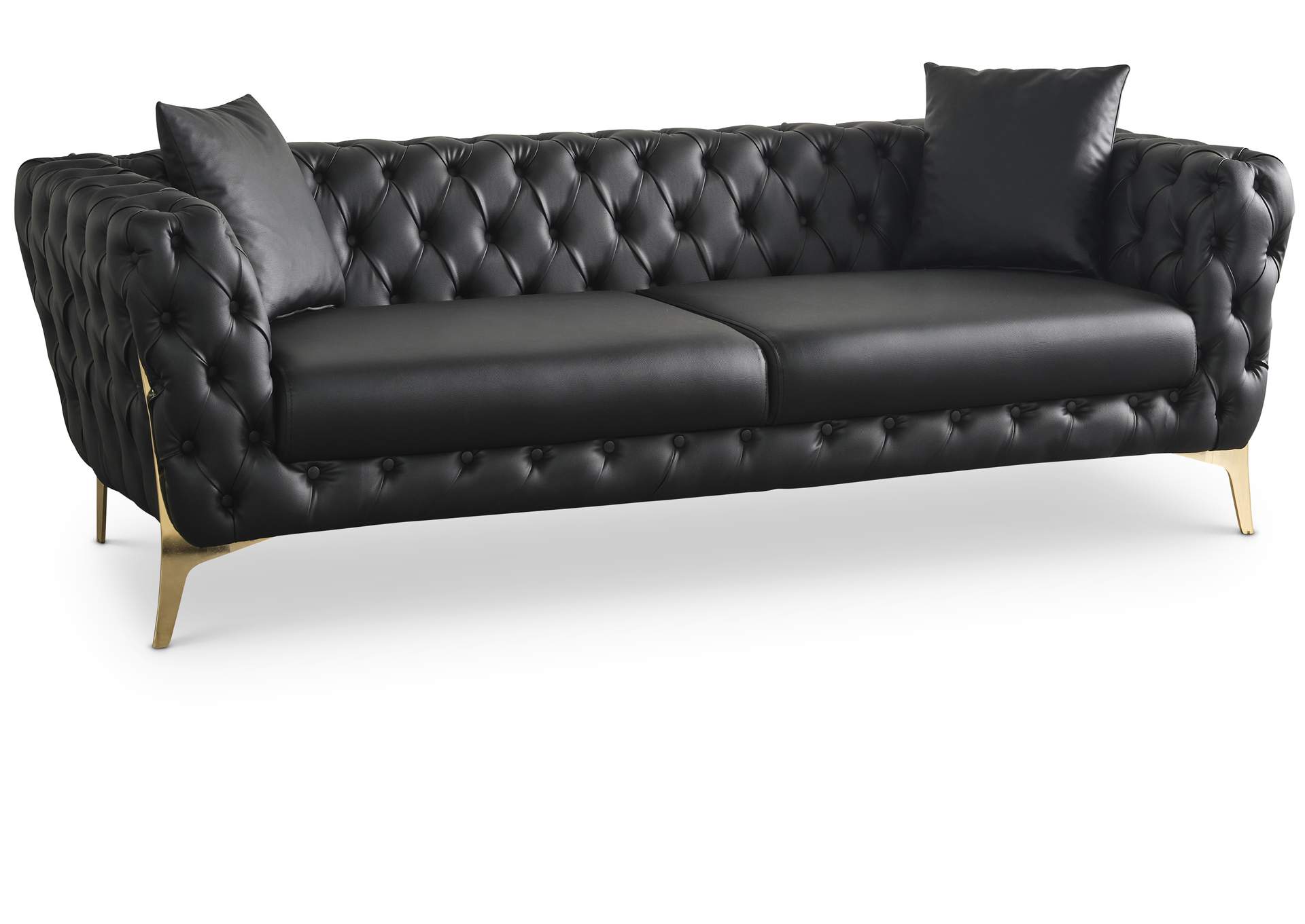 Aurora Black Faux Leather Sofa,Meridian Furniture