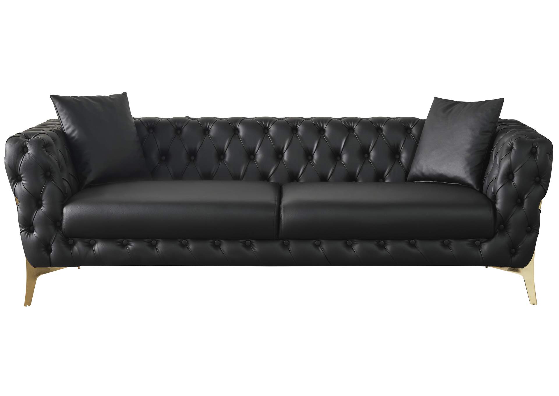 Aurora Black Faux Leather Sofa,Meridian Furniture