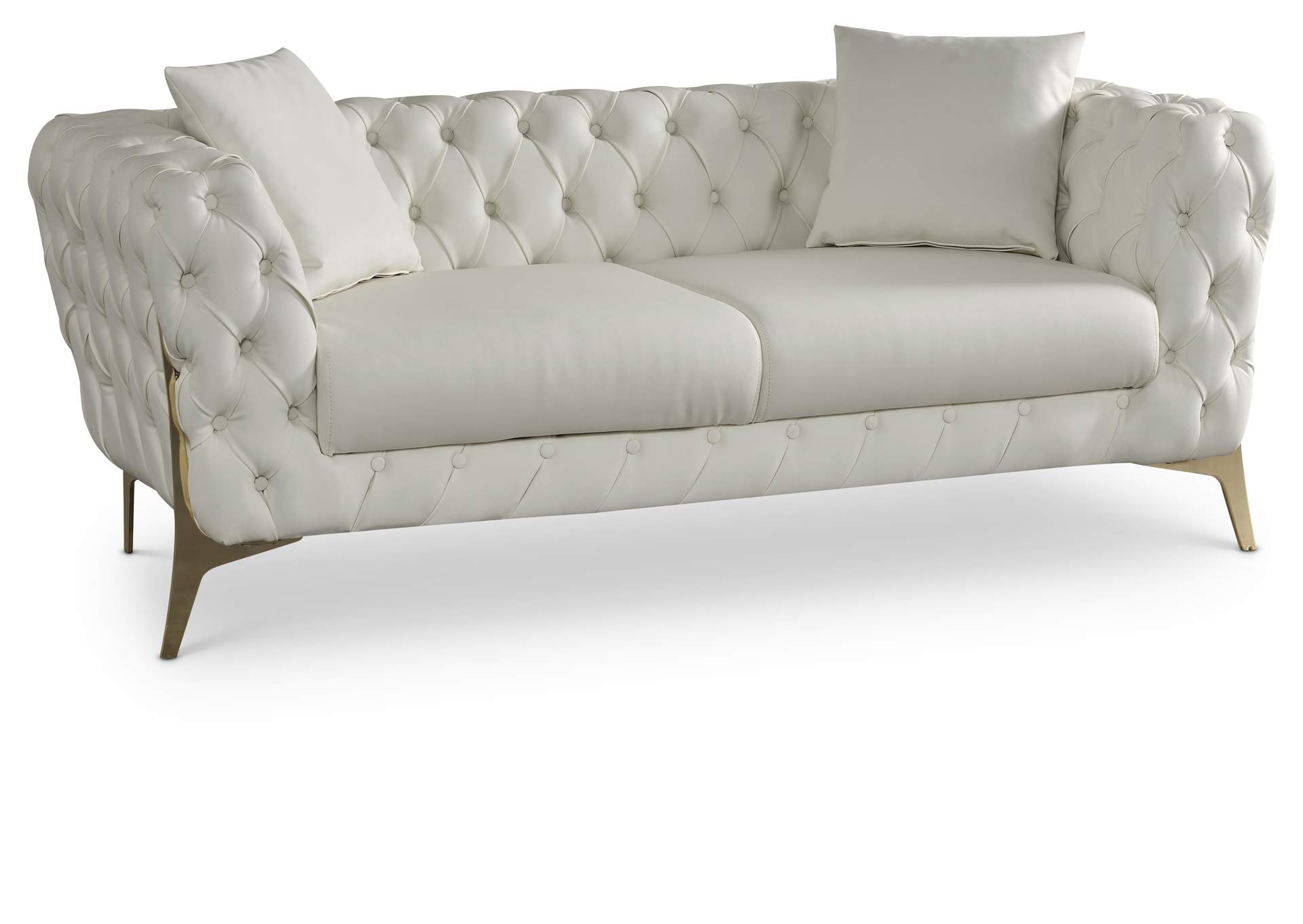 Aurora Cream Faux Leather Loveseat,Meridian Furniture