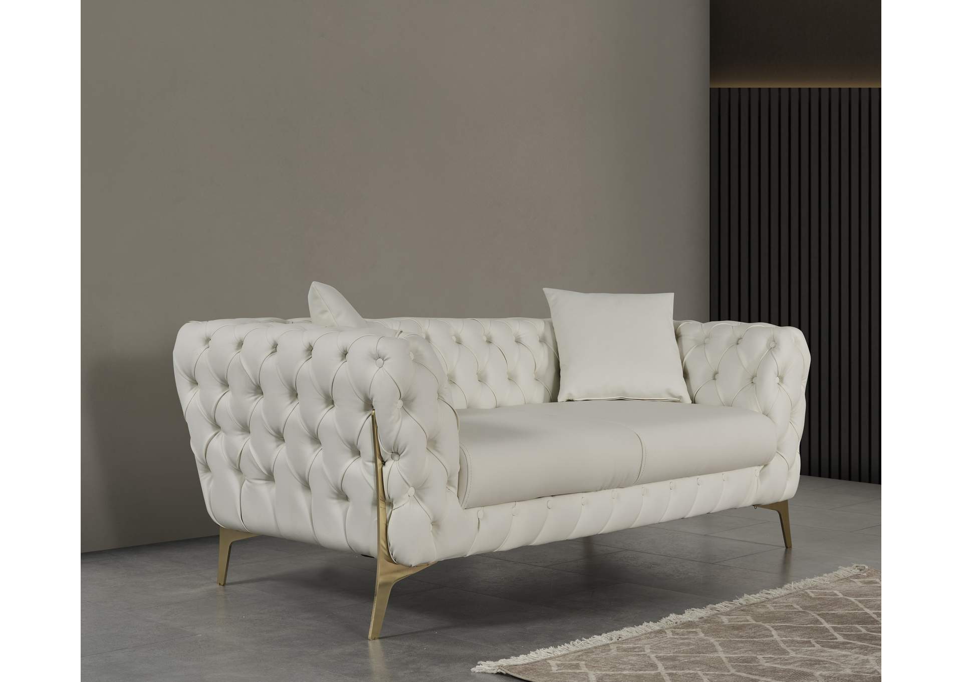 Aurora Cream Faux Leather Loveseat,Meridian Furniture