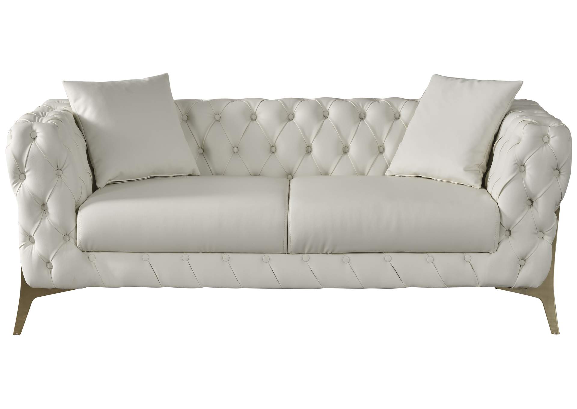 Aurora Cream Faux Leather Loveseat,Meridian Furniture